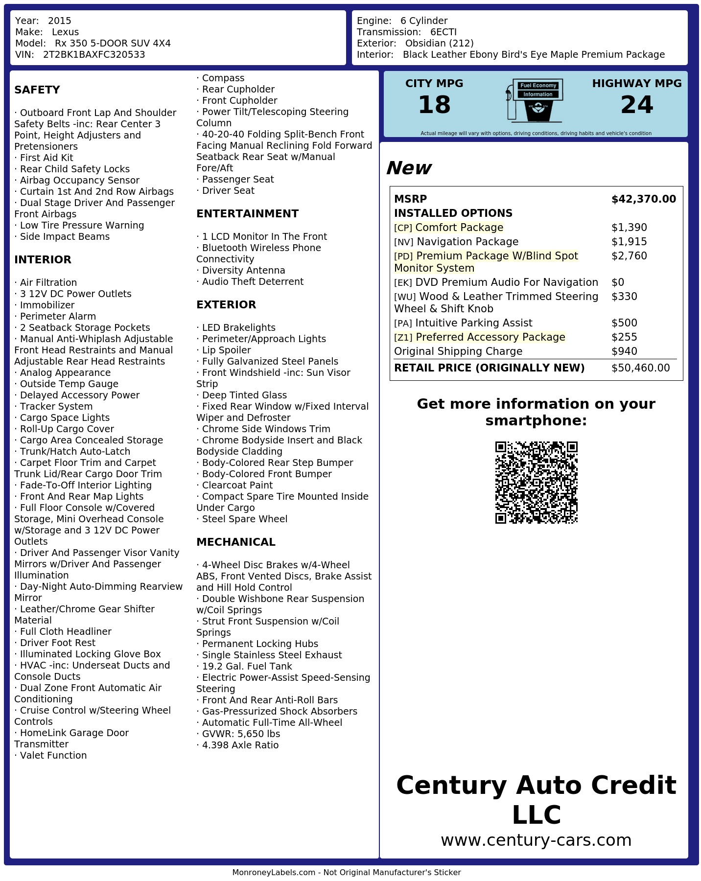 Monroney Label