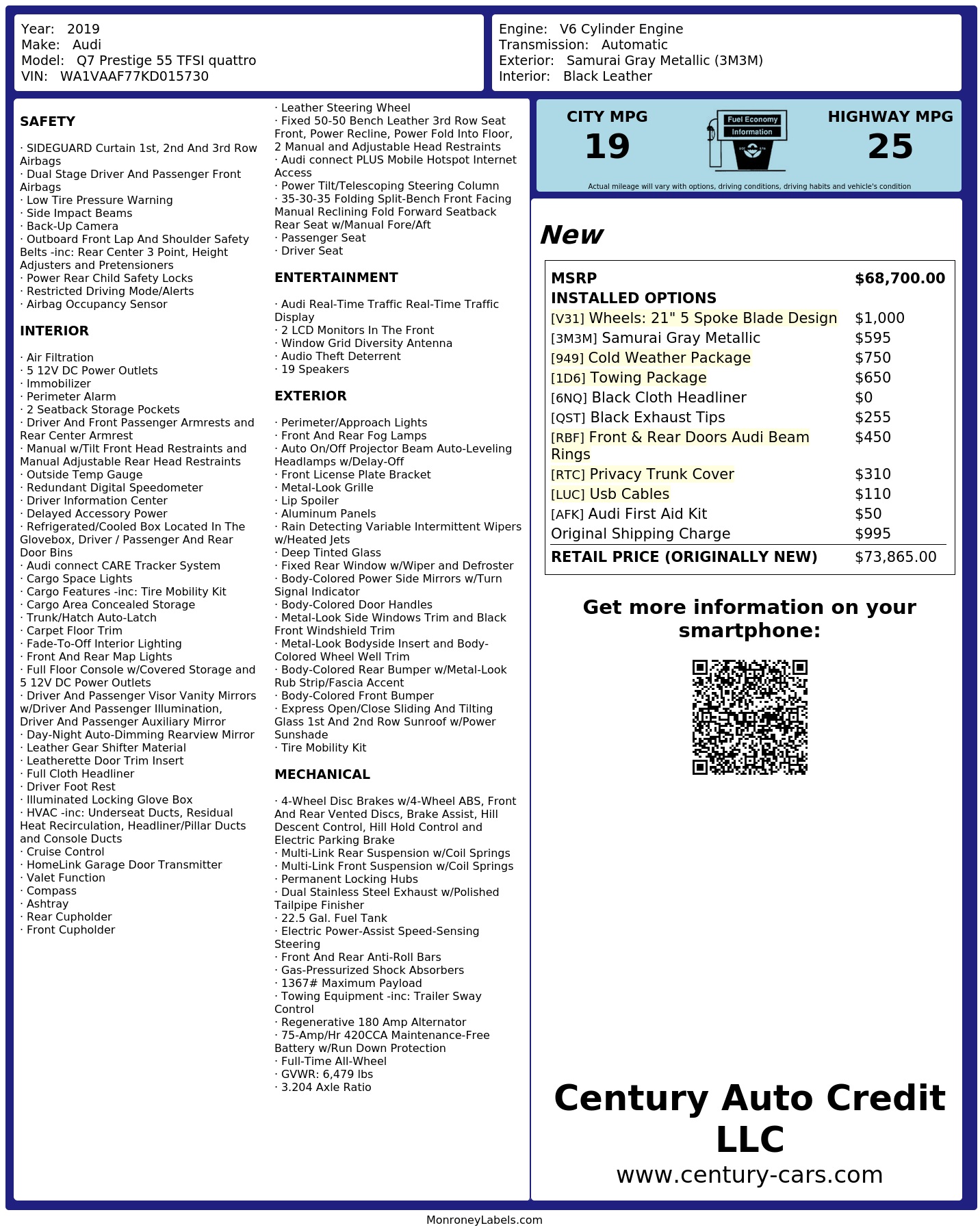 Monroney Label