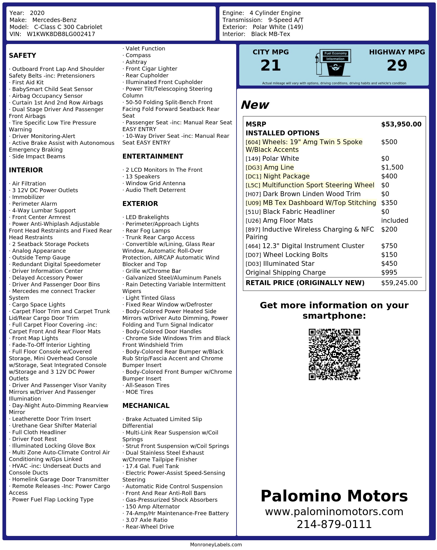 Monroney Label