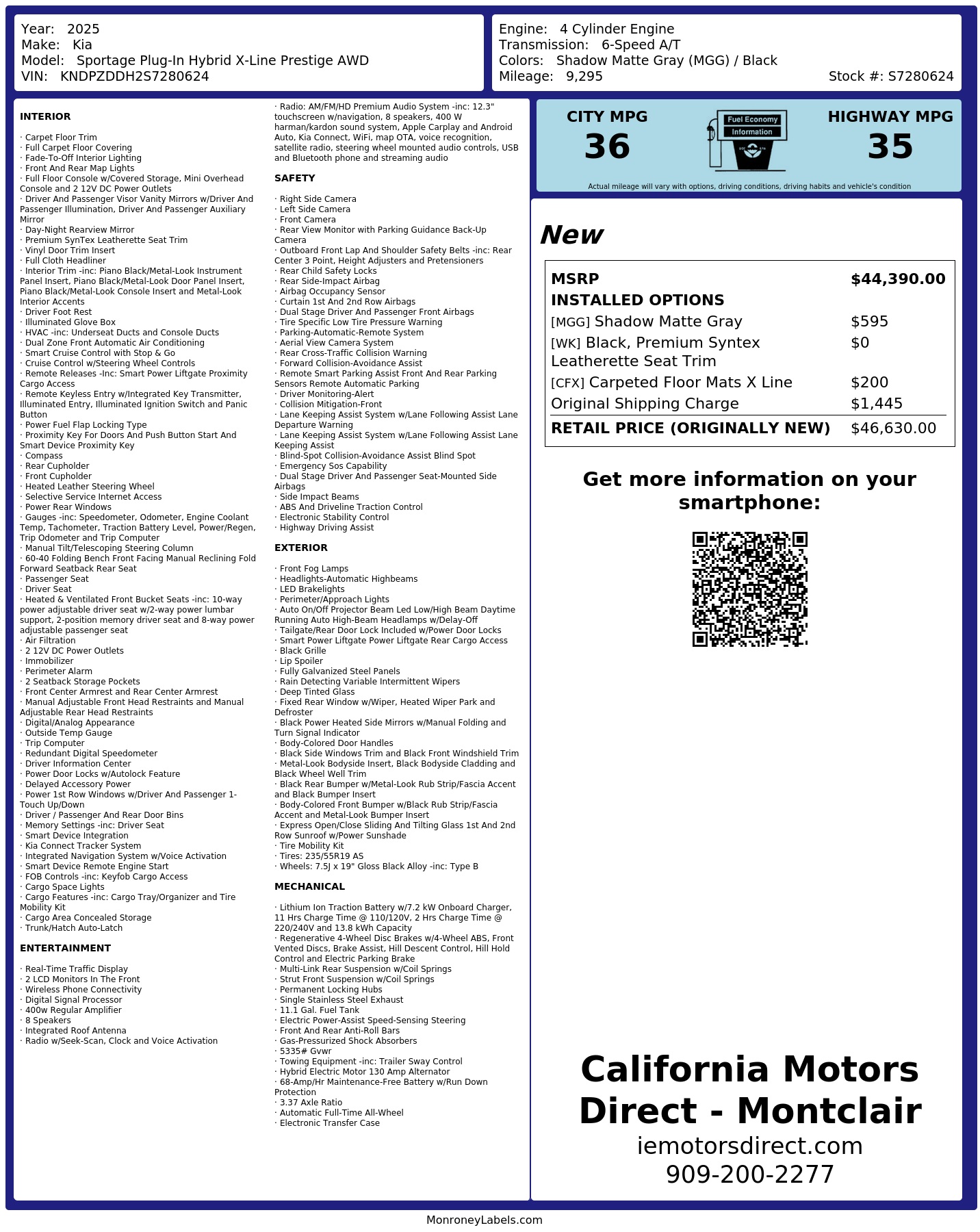 Monroney Label