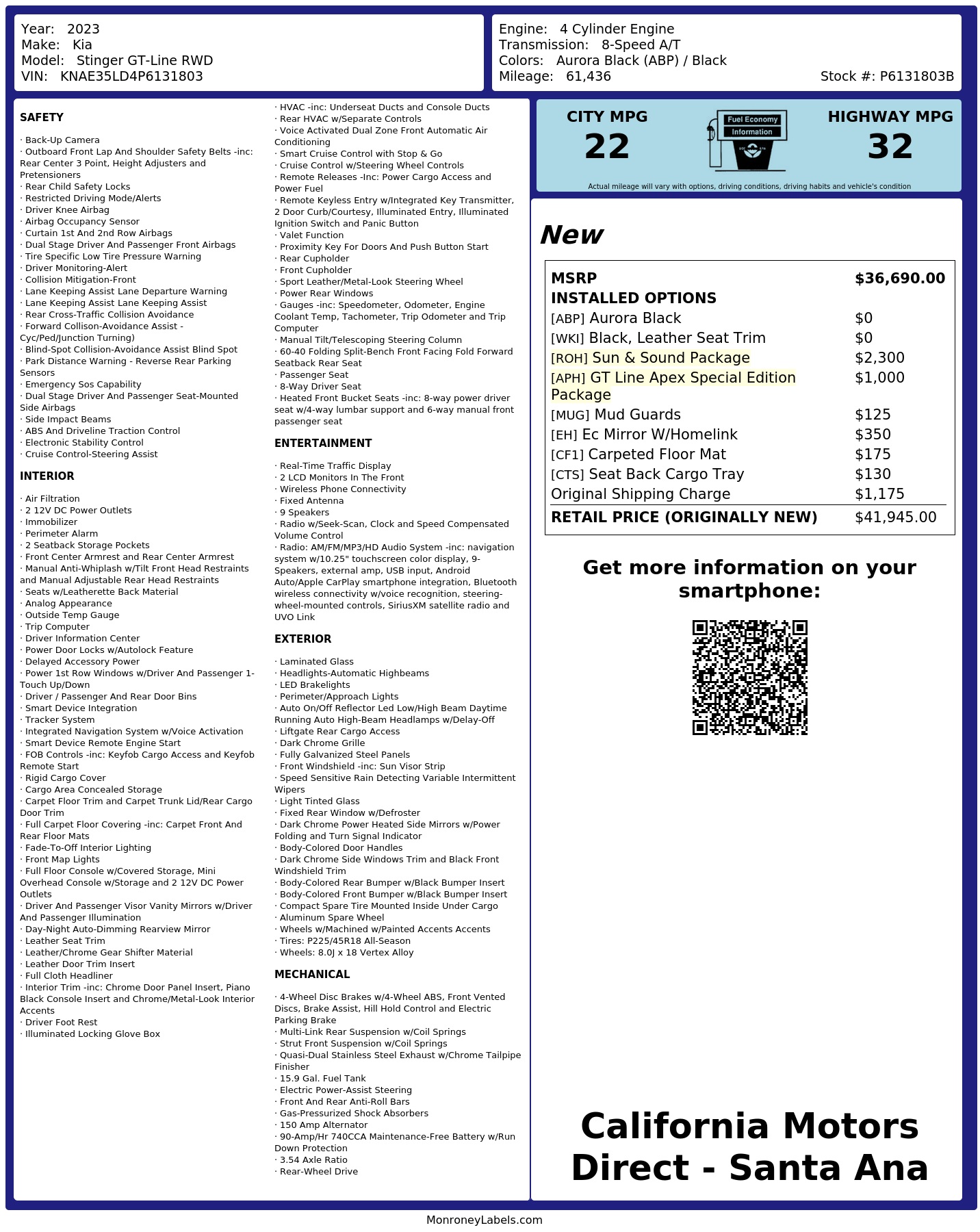 Monroney Label