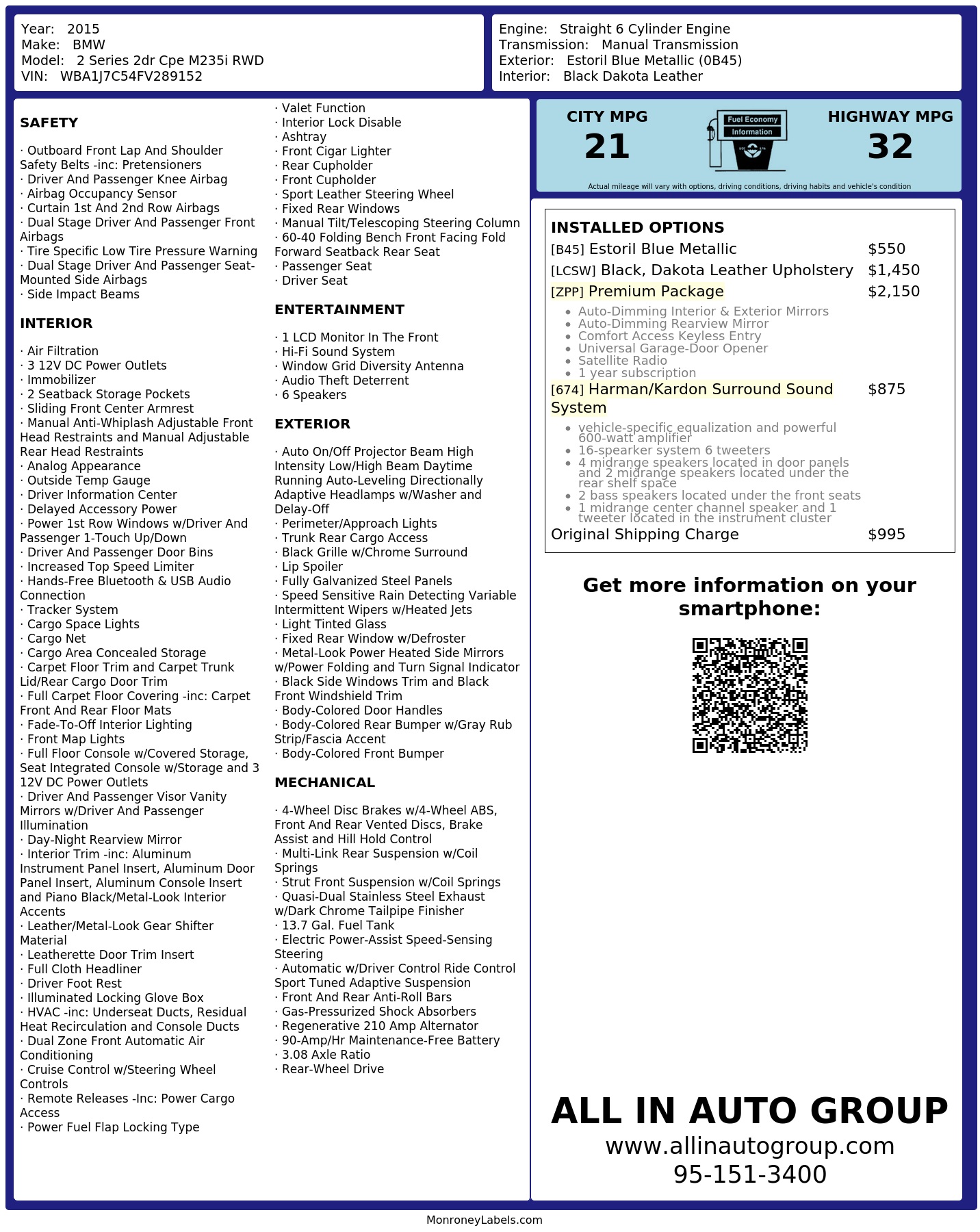 Monroney Label