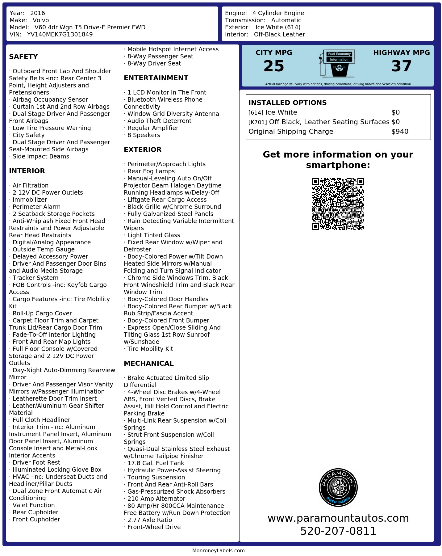 Monroney Label