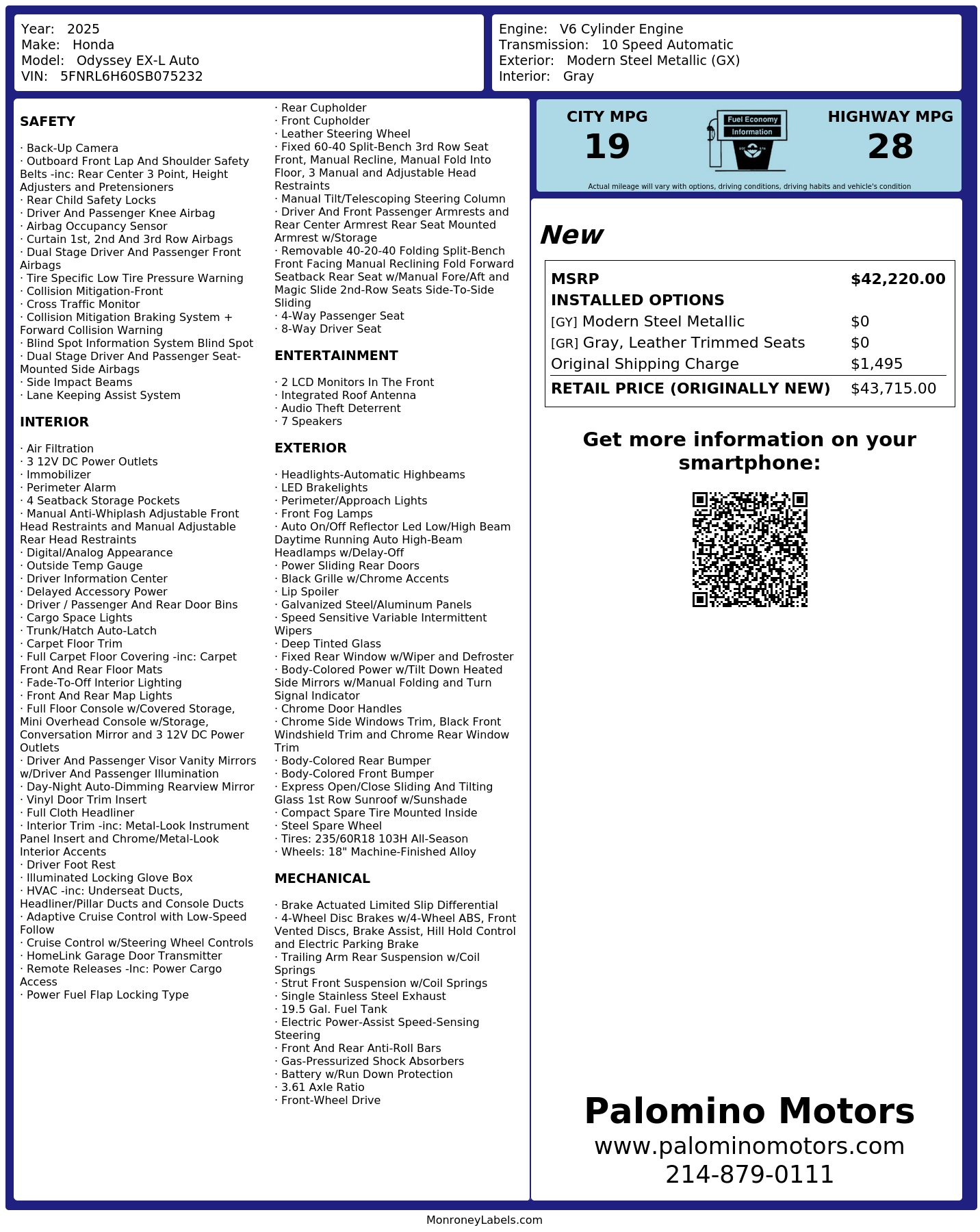 Monroney Label