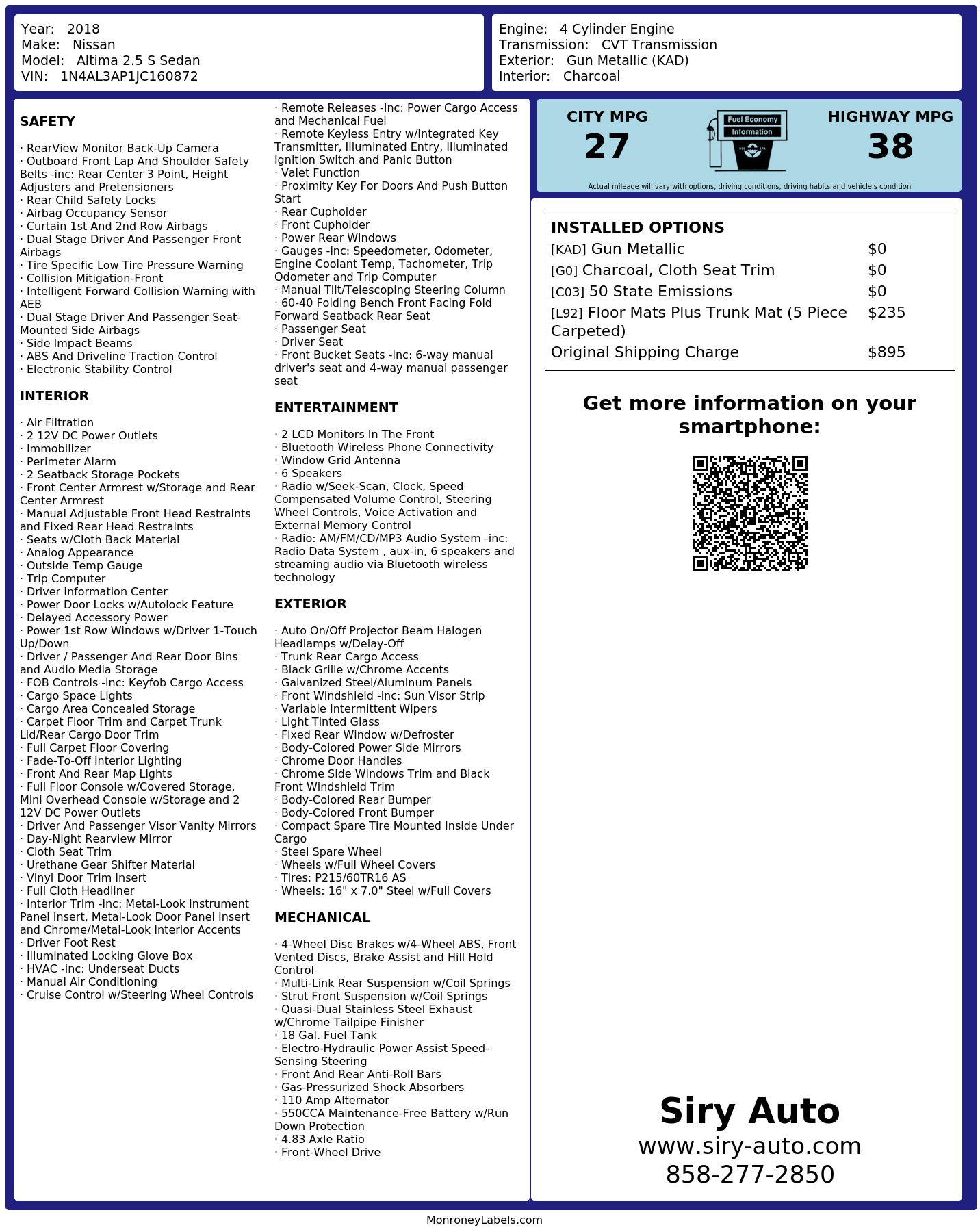 Monroney Label