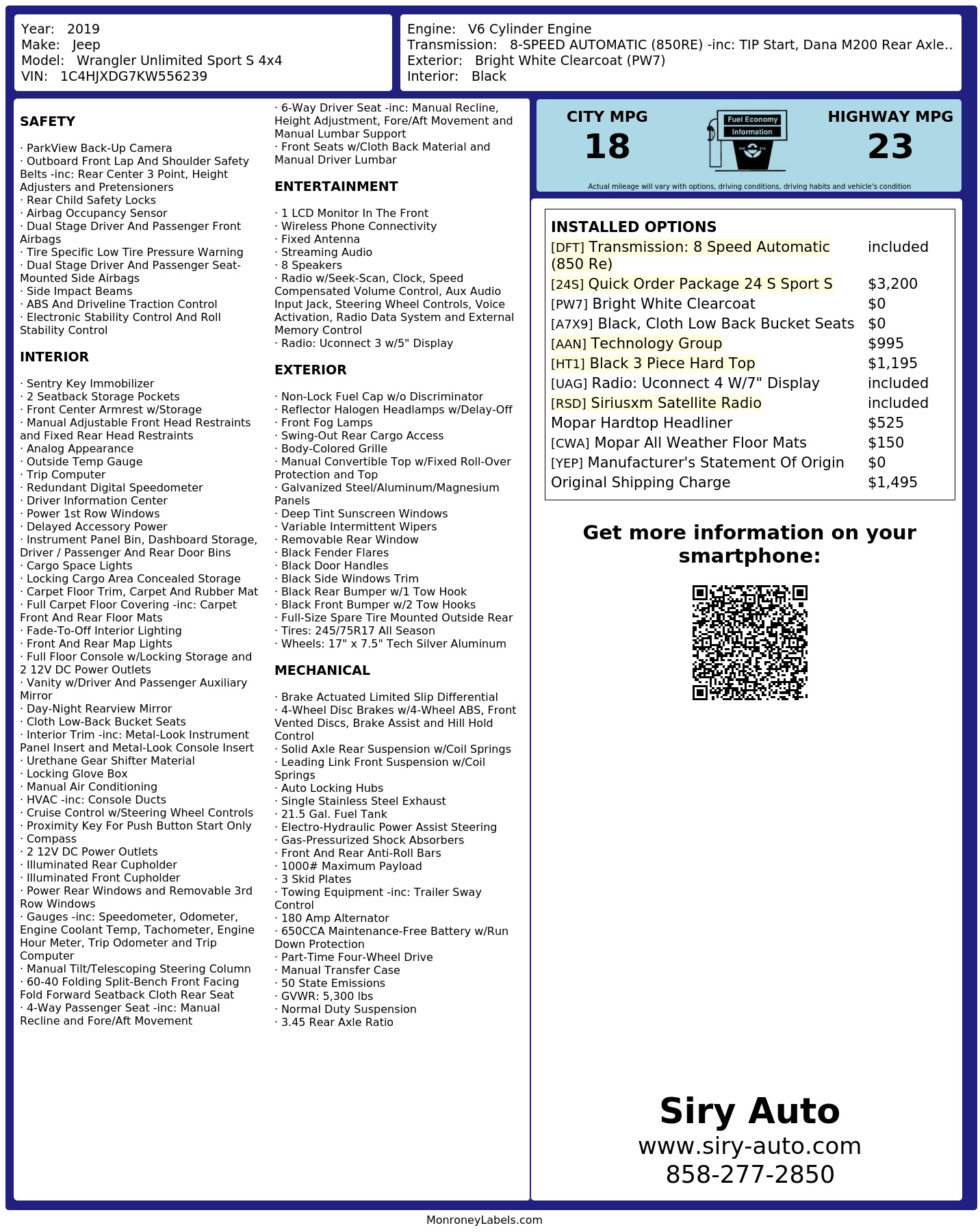 Monroney Label