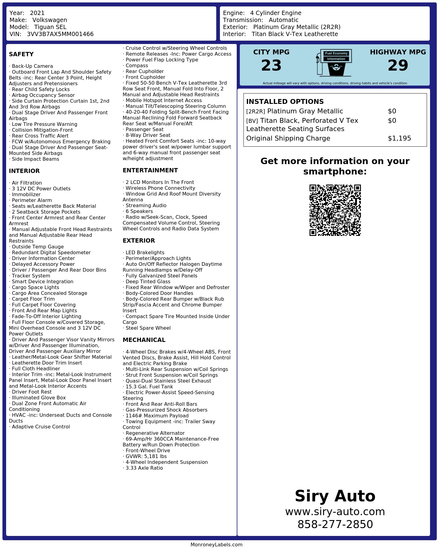 Monroney Label