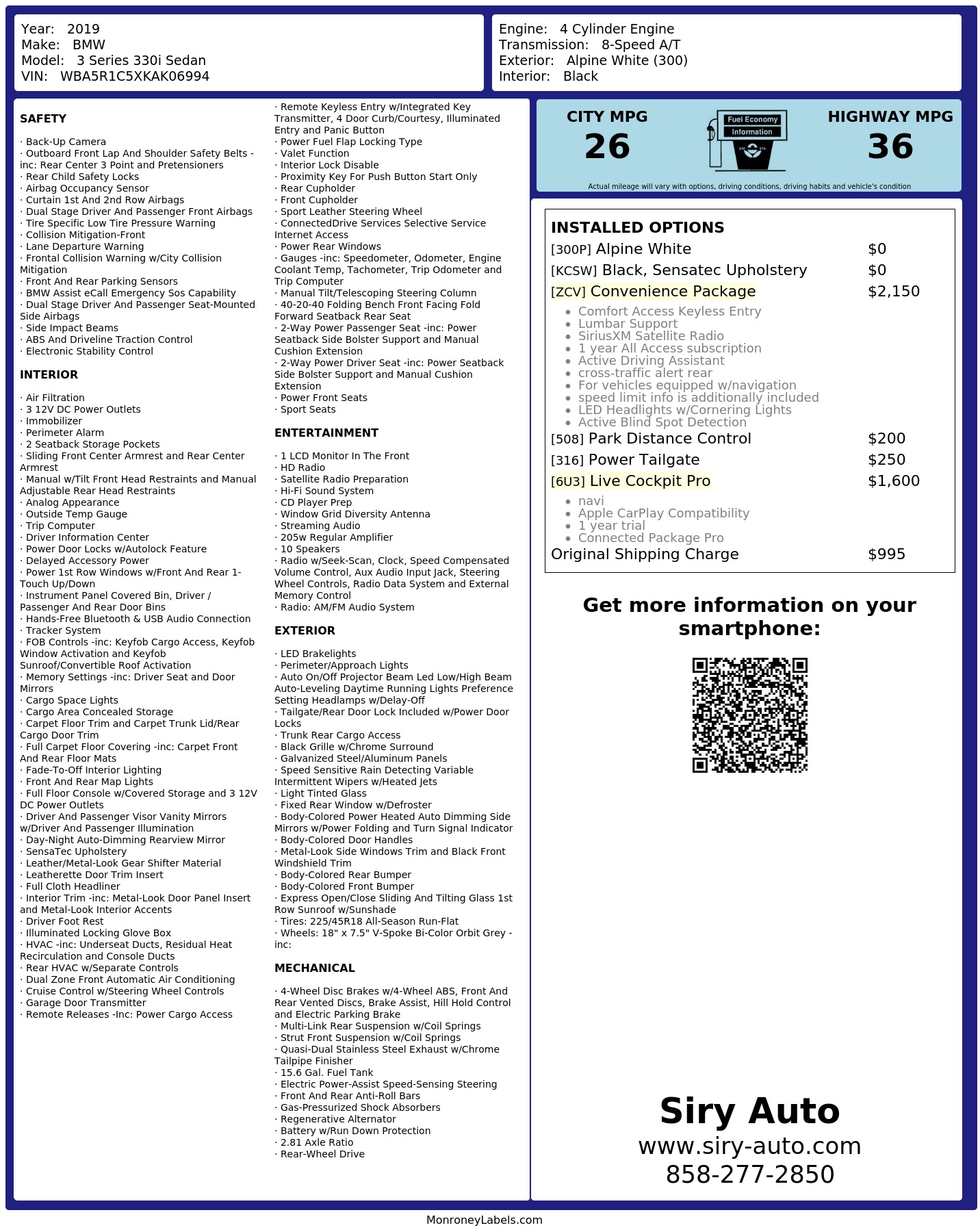 Monroney Label