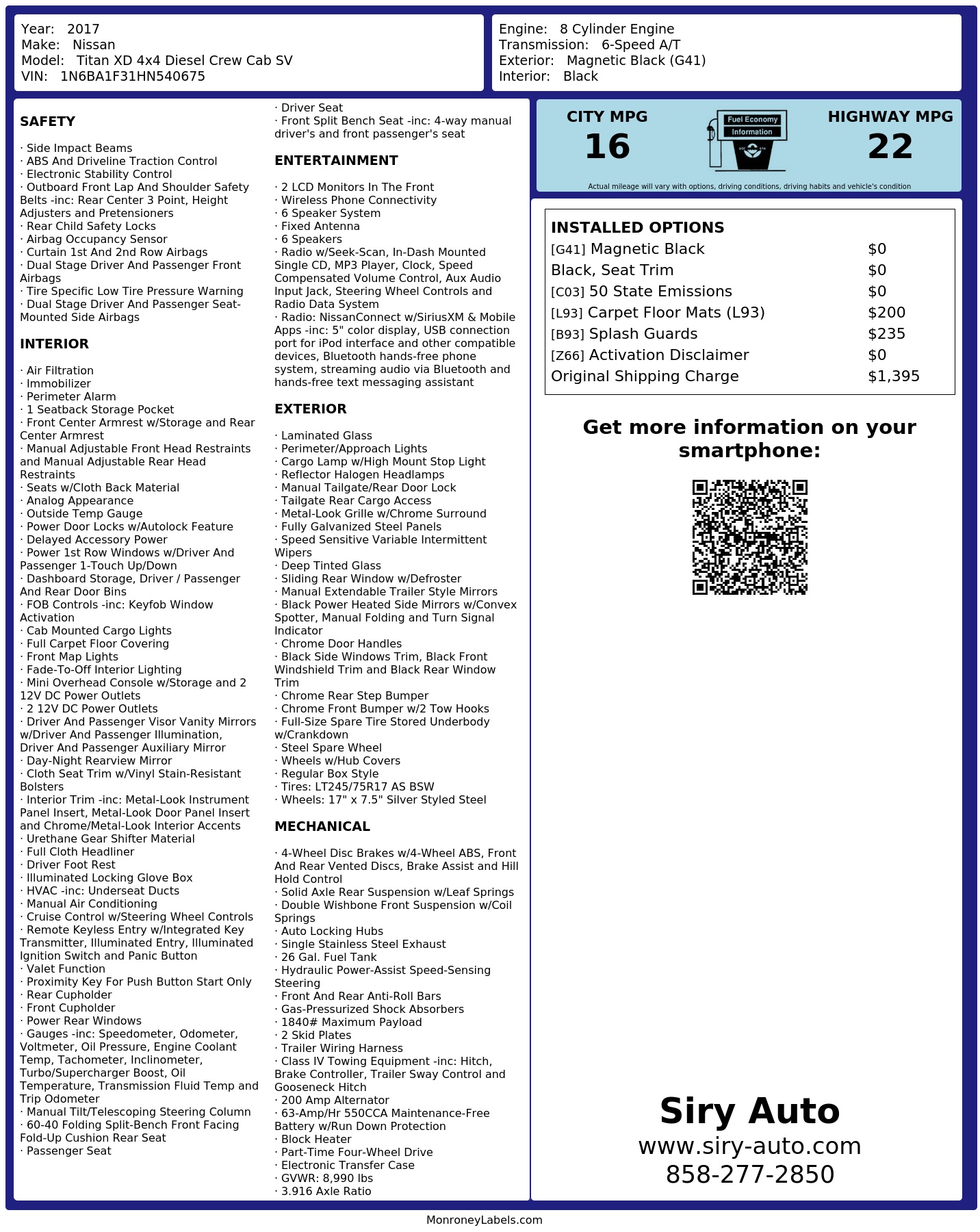Monroney Label