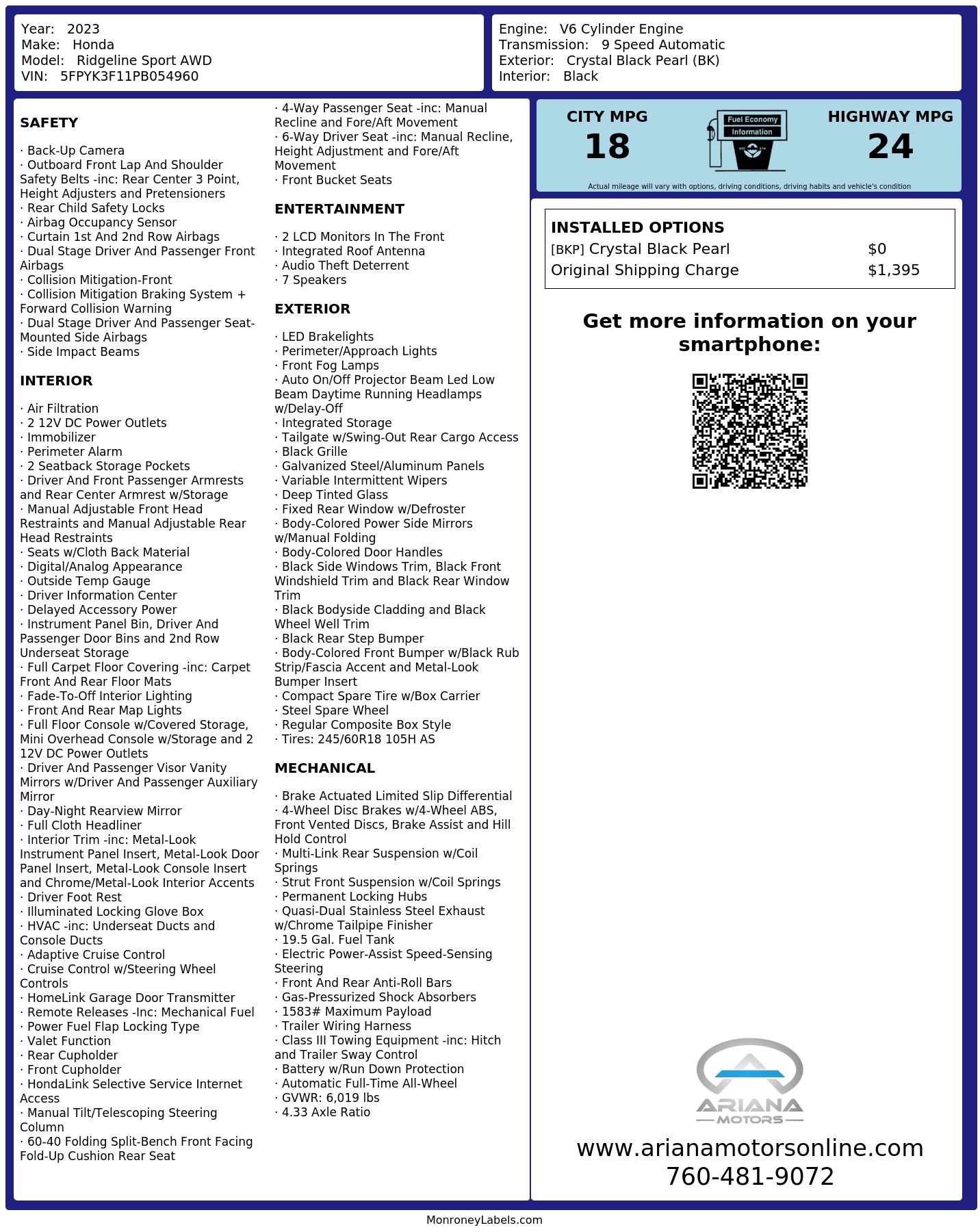 Monroney Label