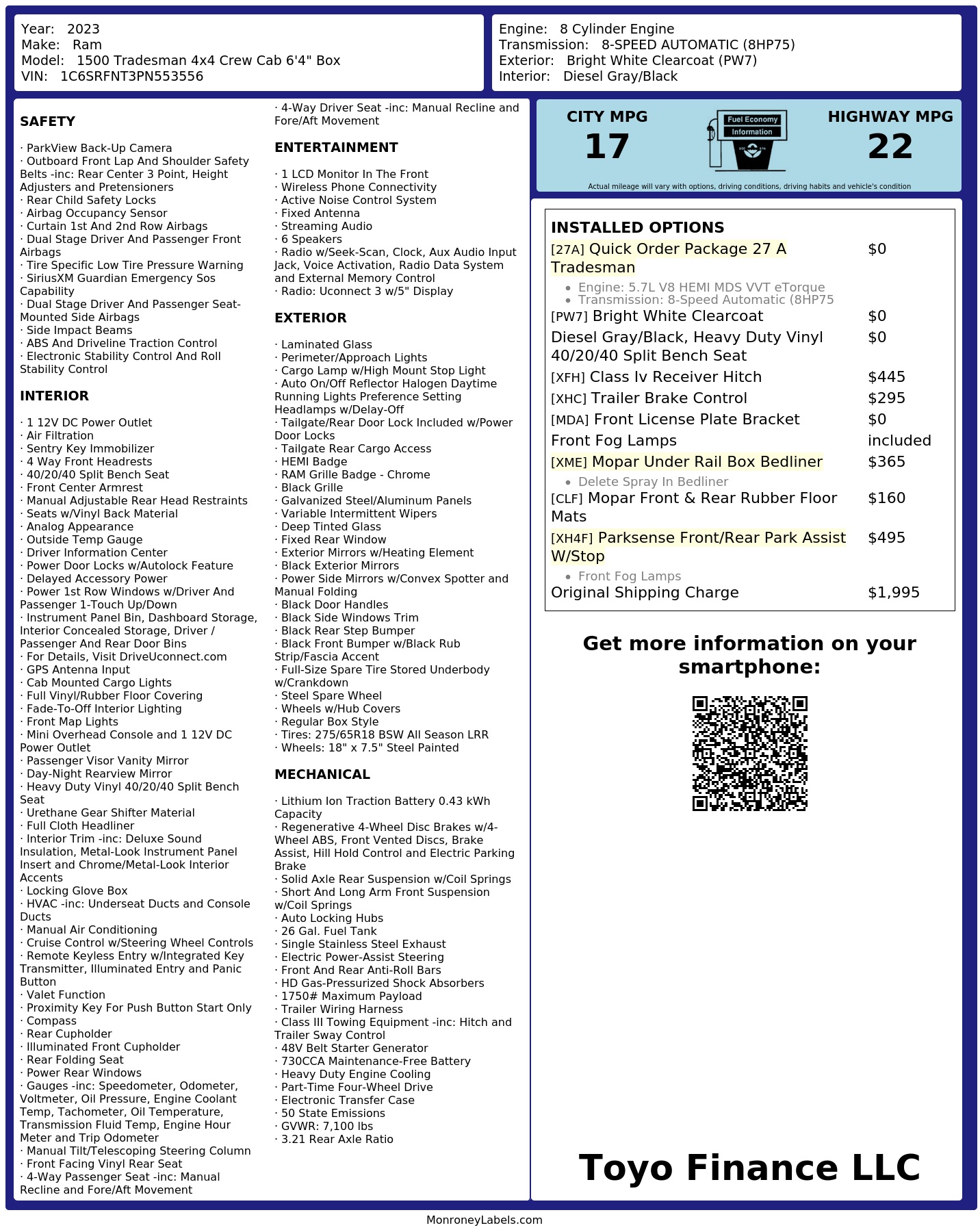 Monroney Label