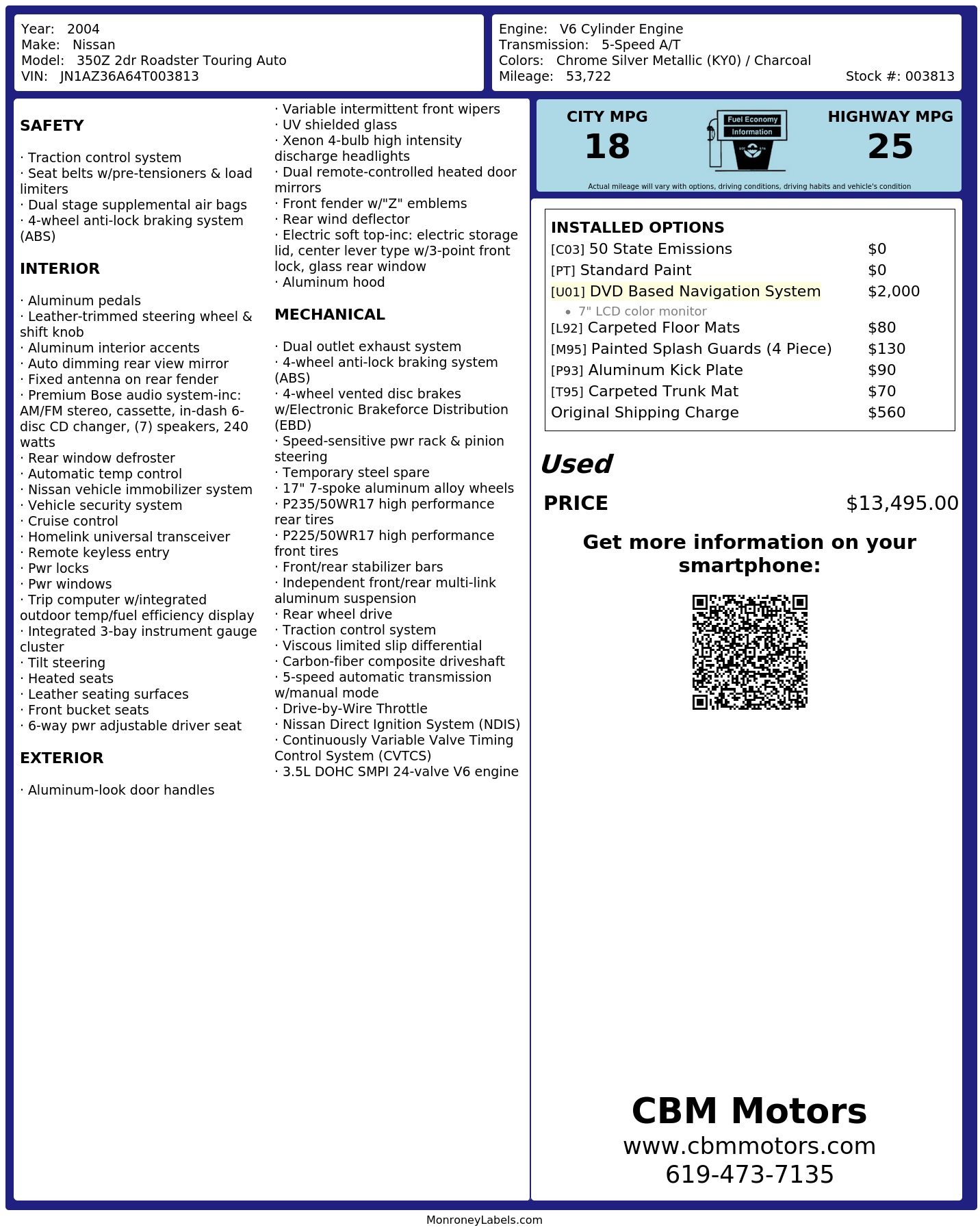 Monroney Label