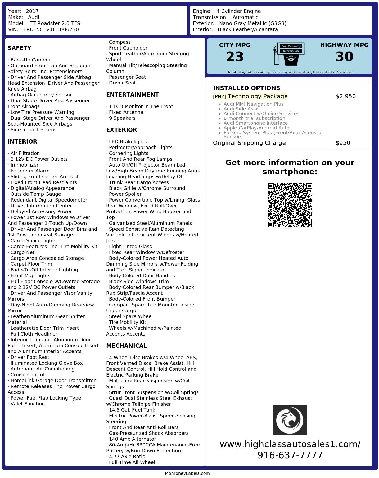 Monroney Label
