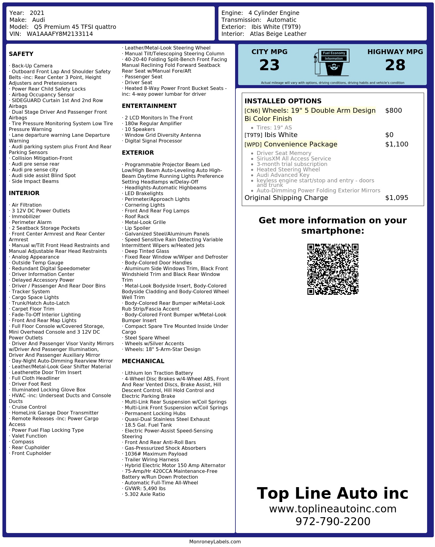 Monroney Label