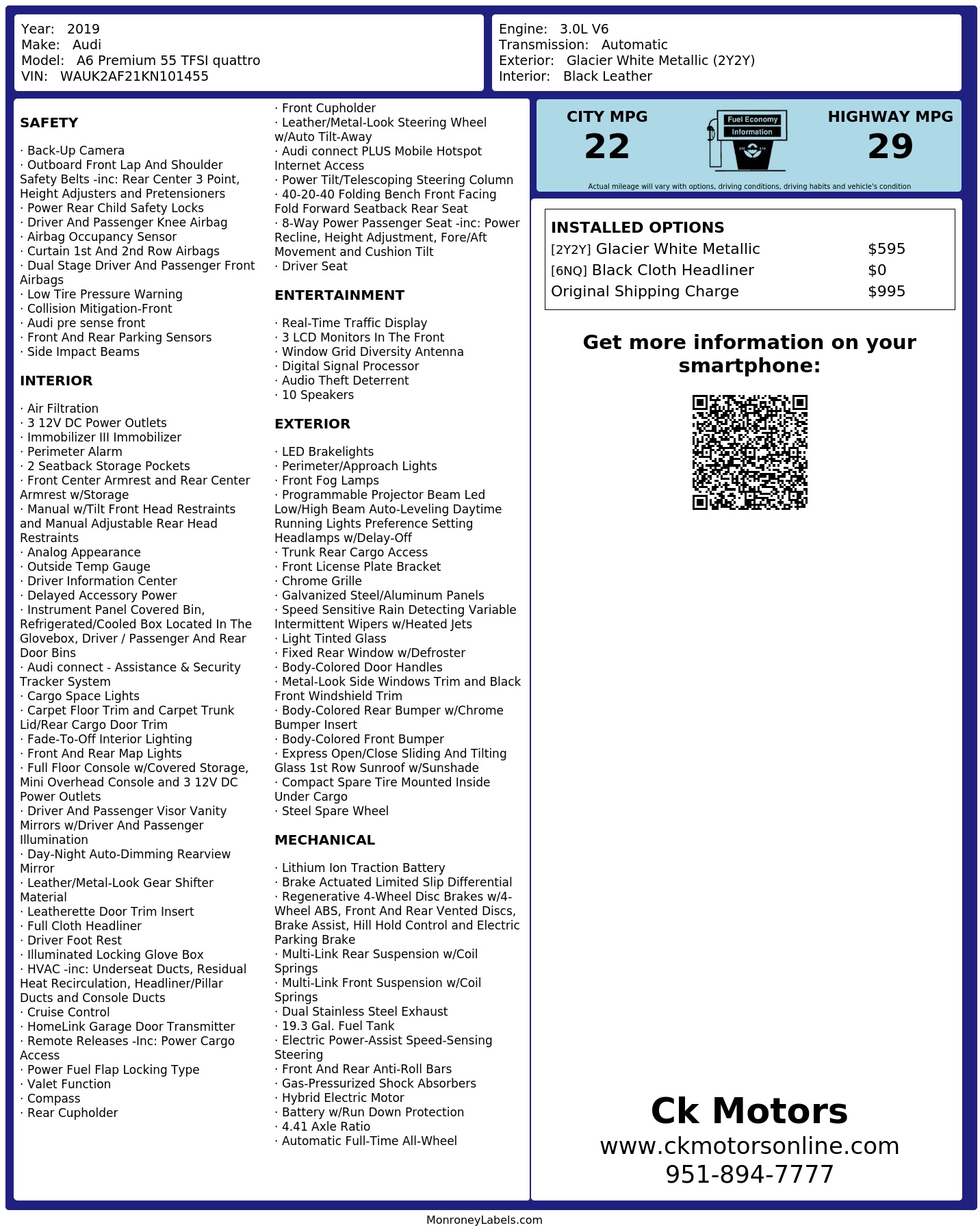 Monroney Label