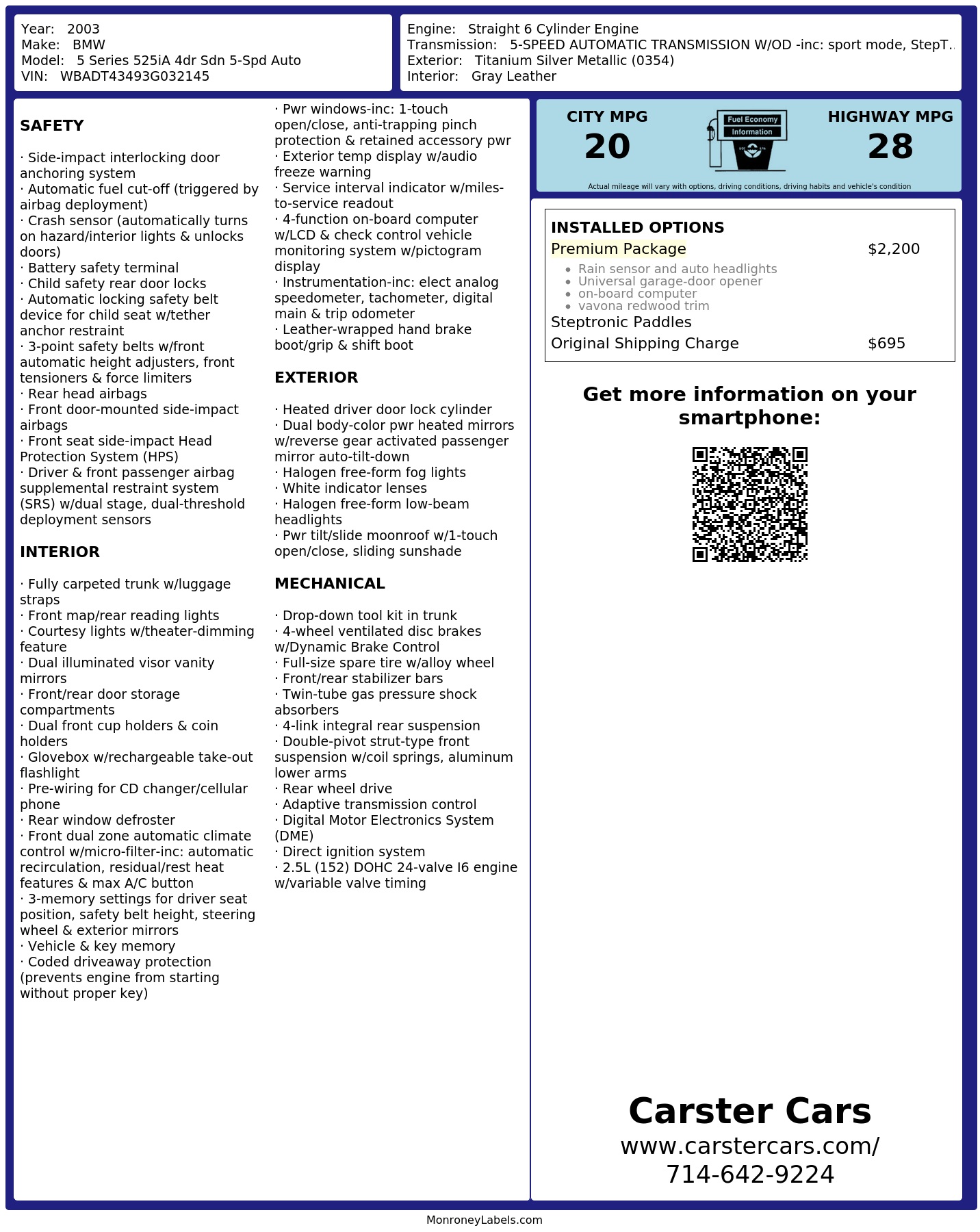 Monroney Label
