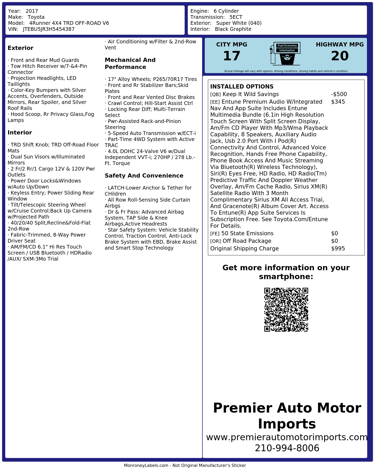 Monroney Label
