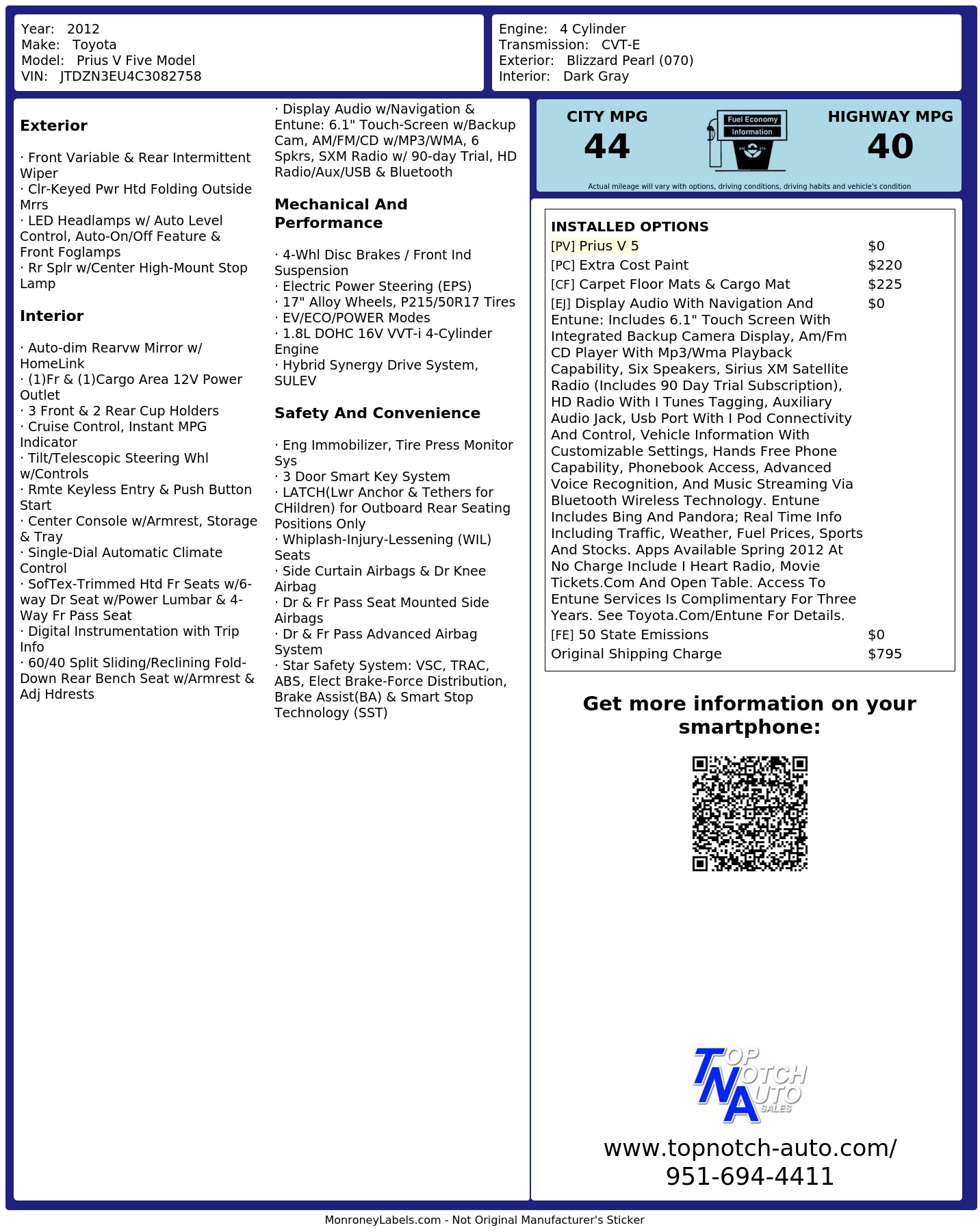 Monroney Label