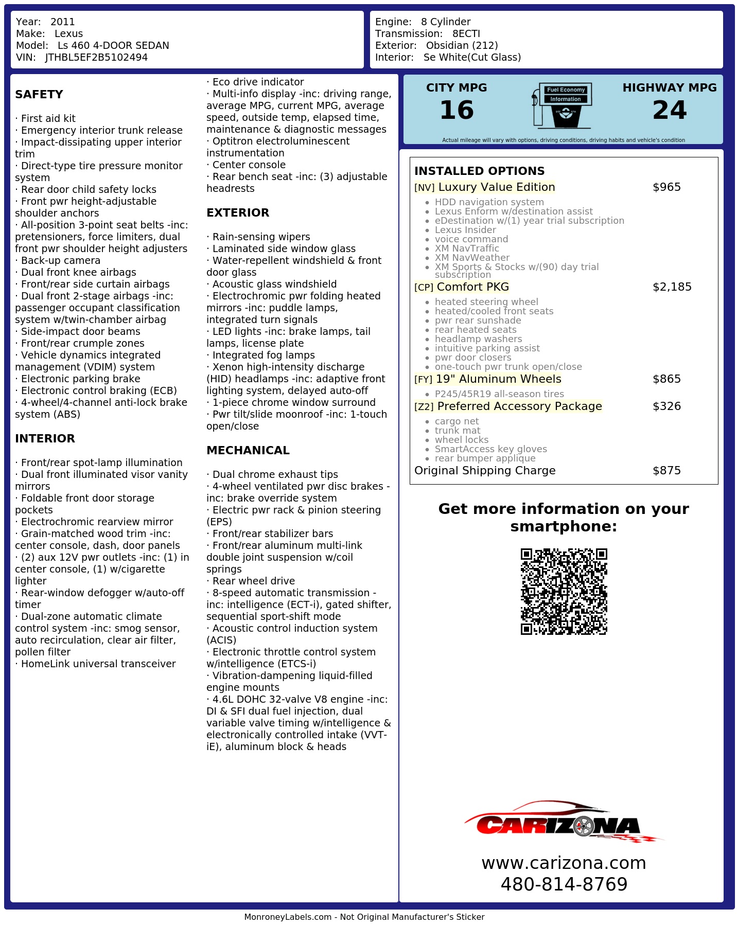 Monroney Label