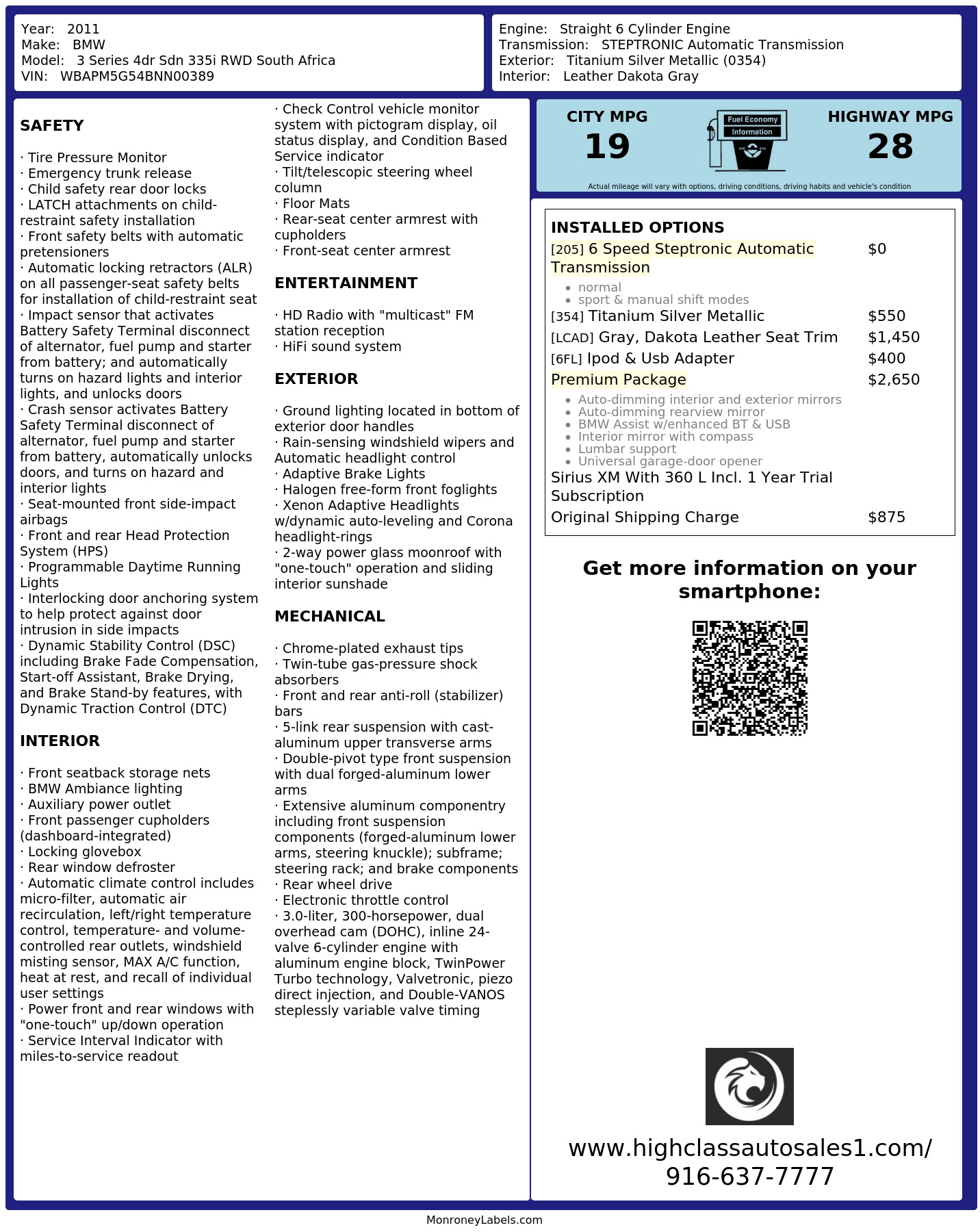 Monroney Label