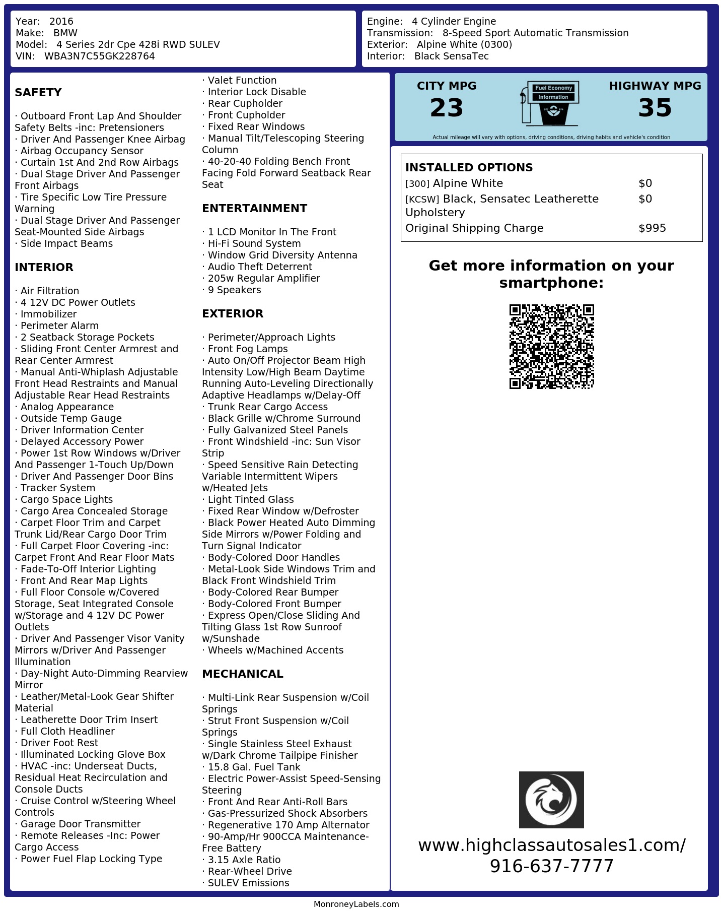 Monroney Label