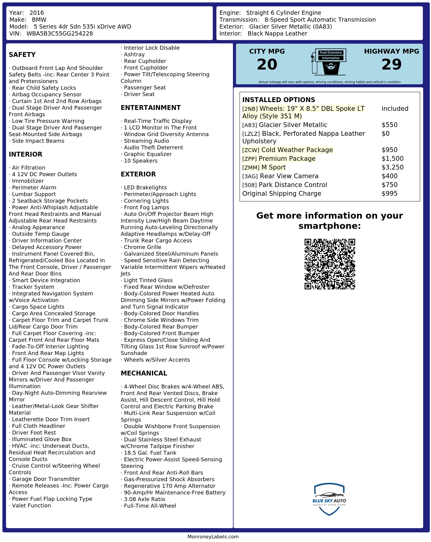 Monroney Label