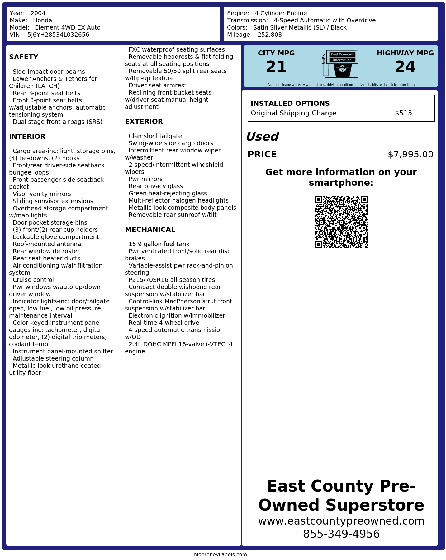 Monroney Label