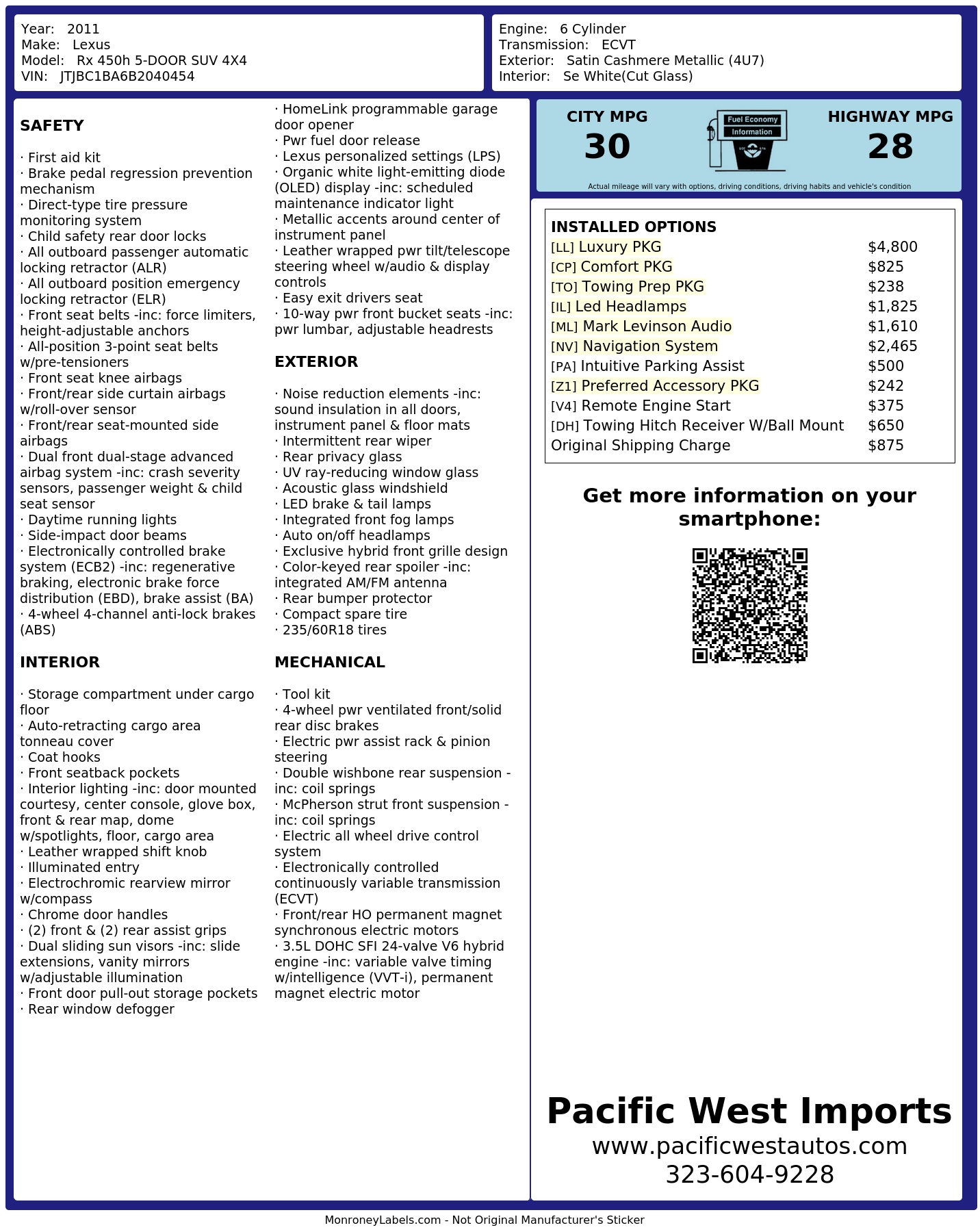 Monroney Label