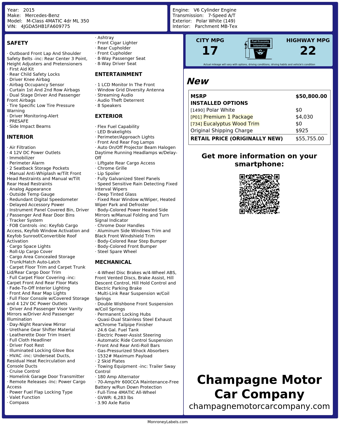 Monroney Label