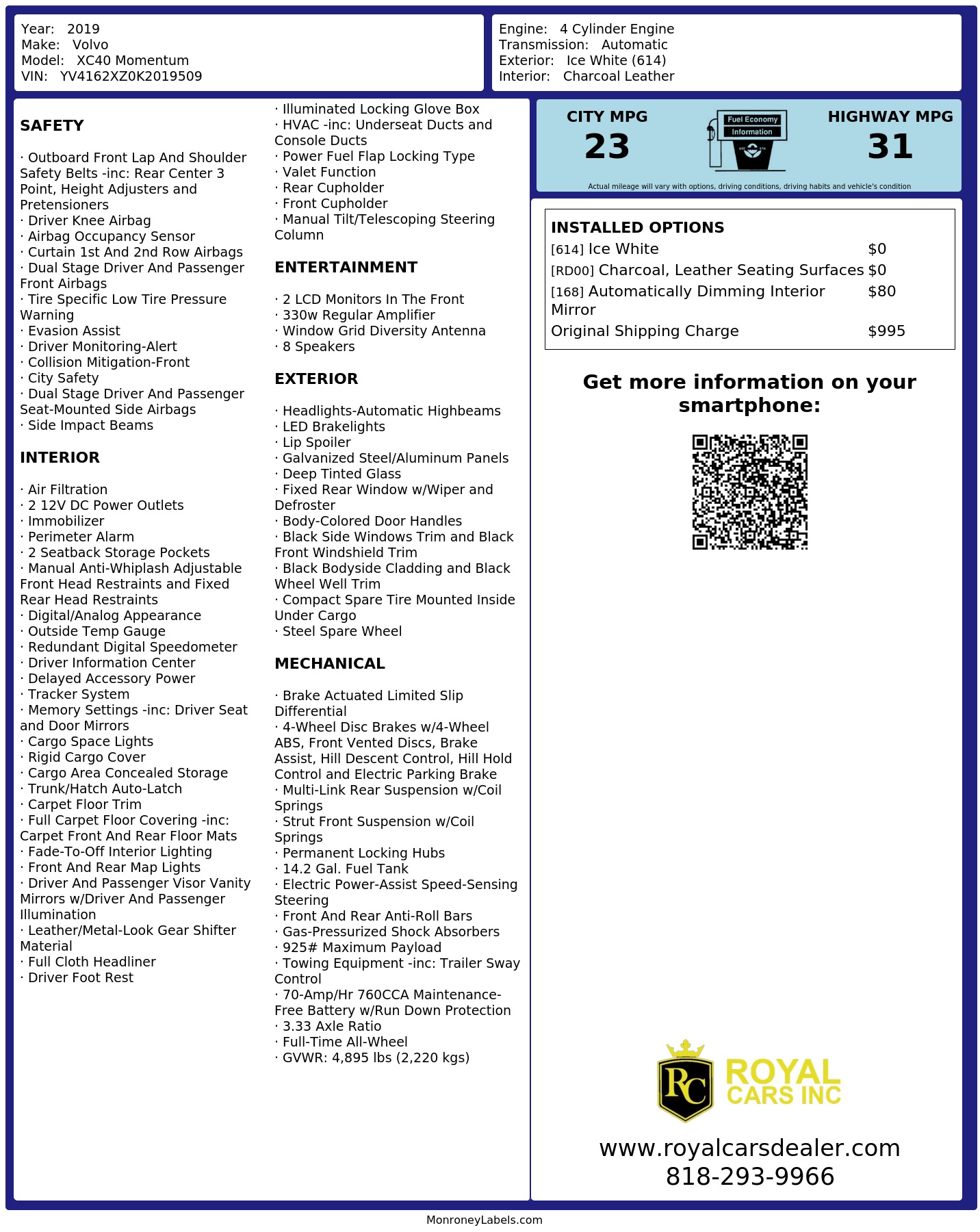 Monroney Label