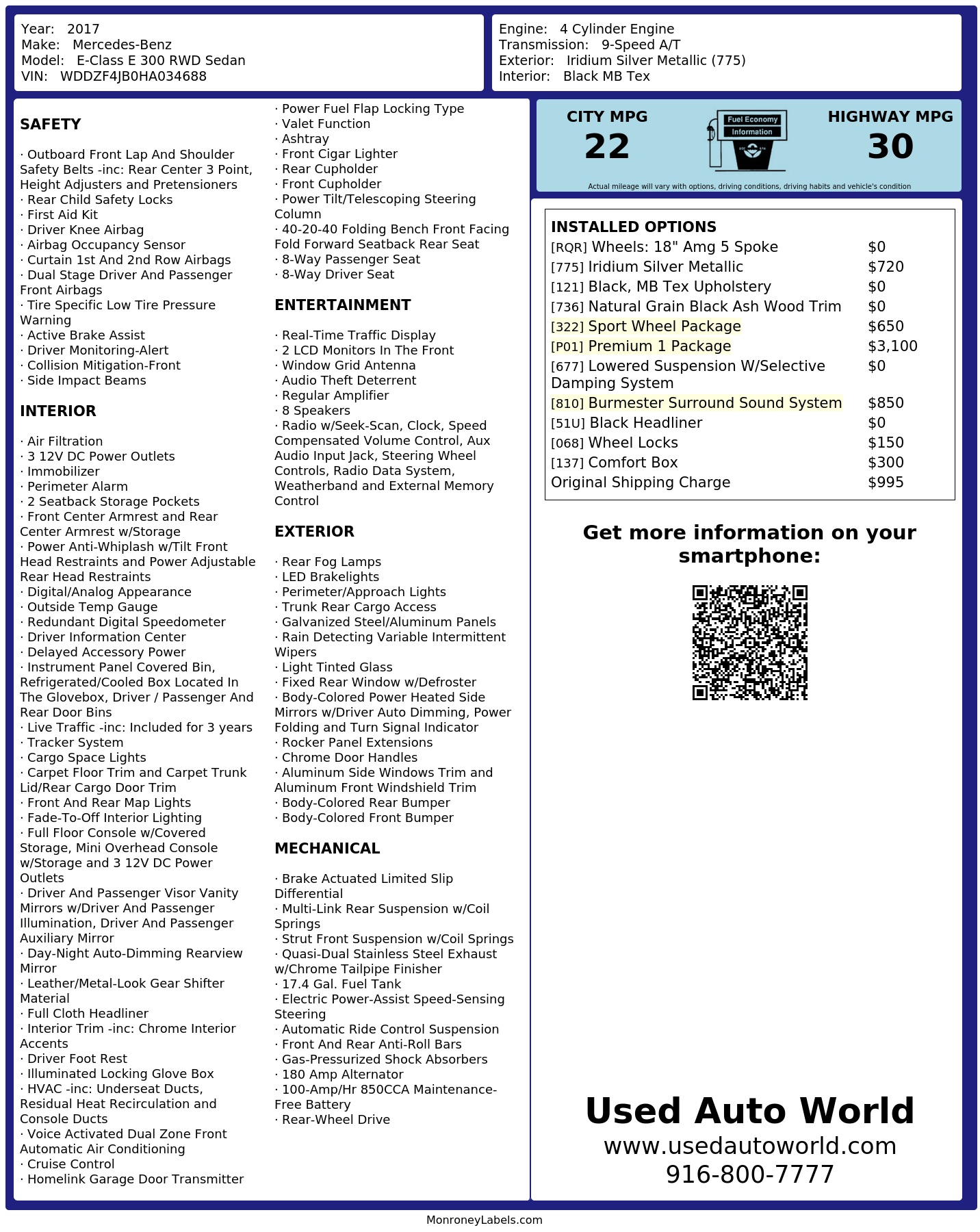 Monroney Label