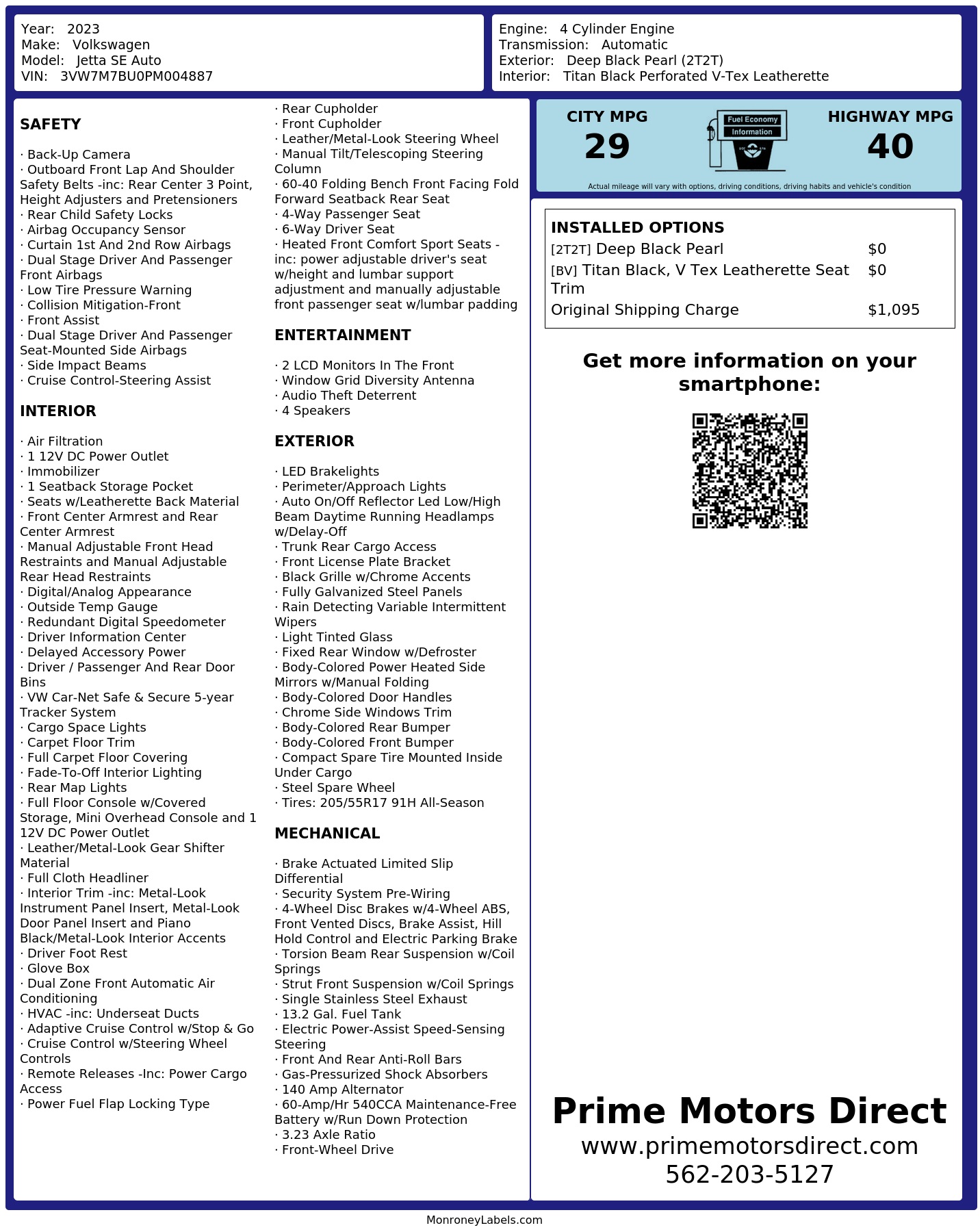 Monroney Label