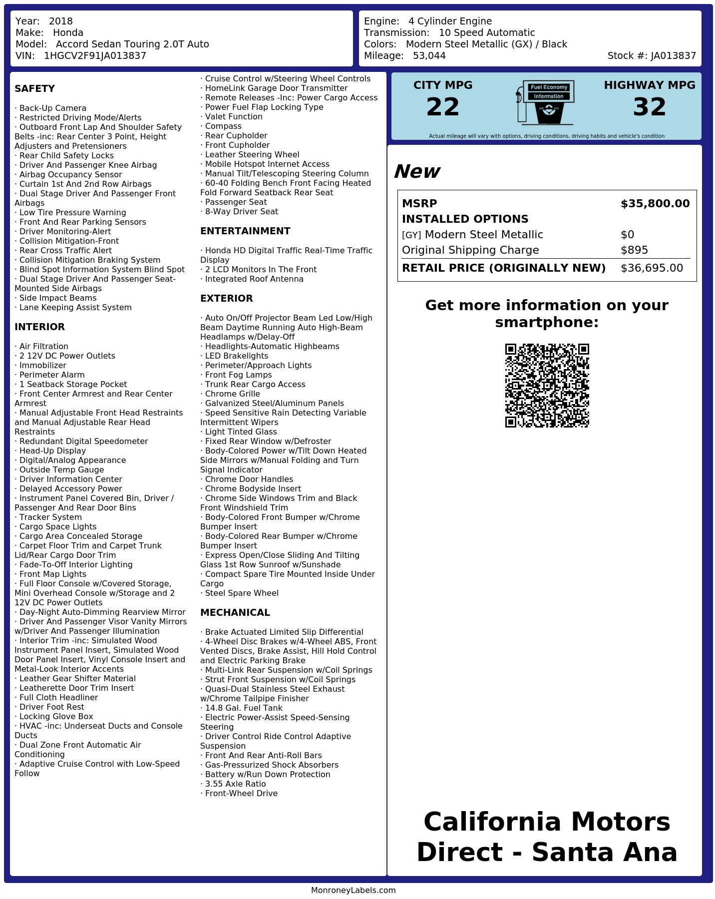 Monroney Label