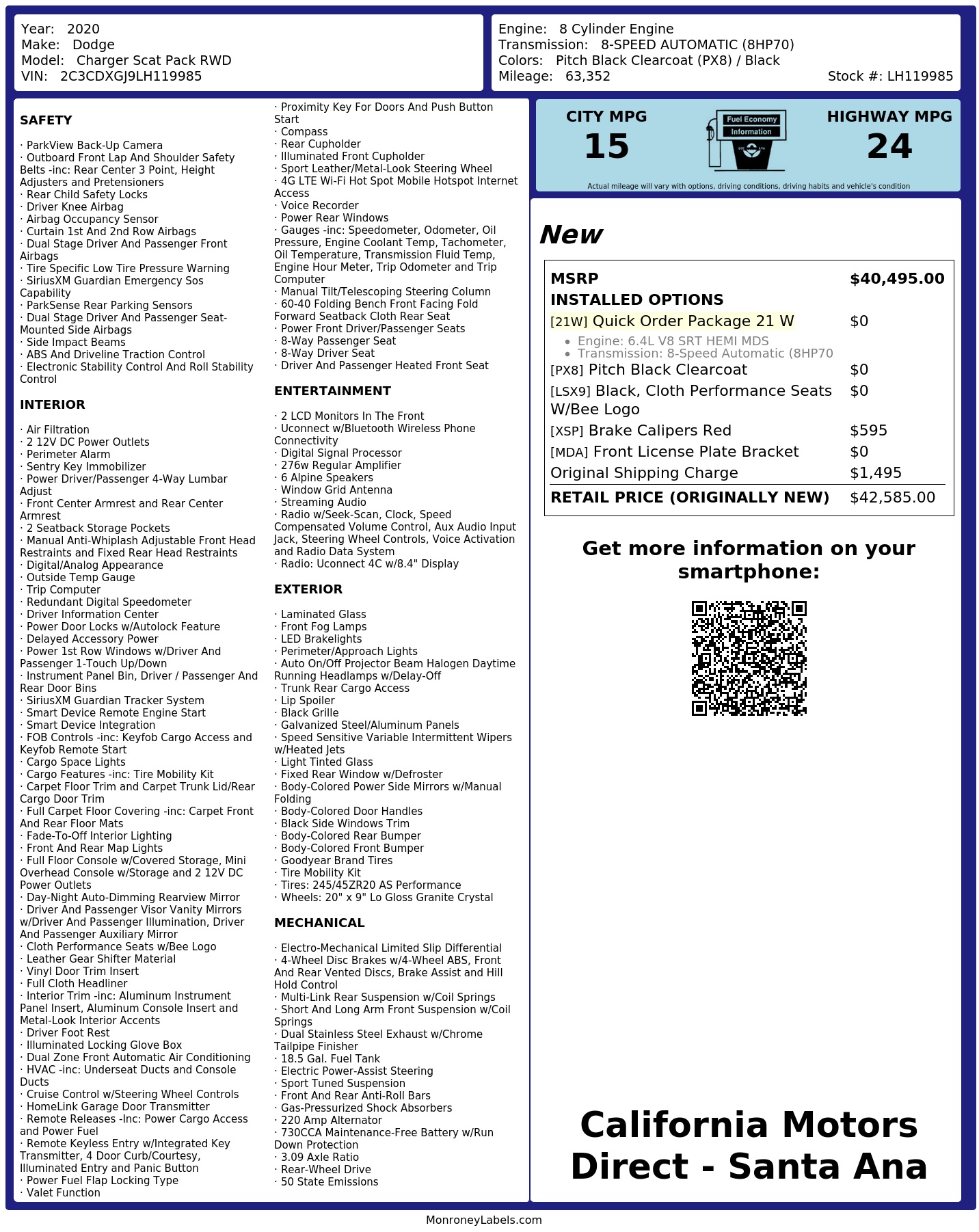 Monroney Label