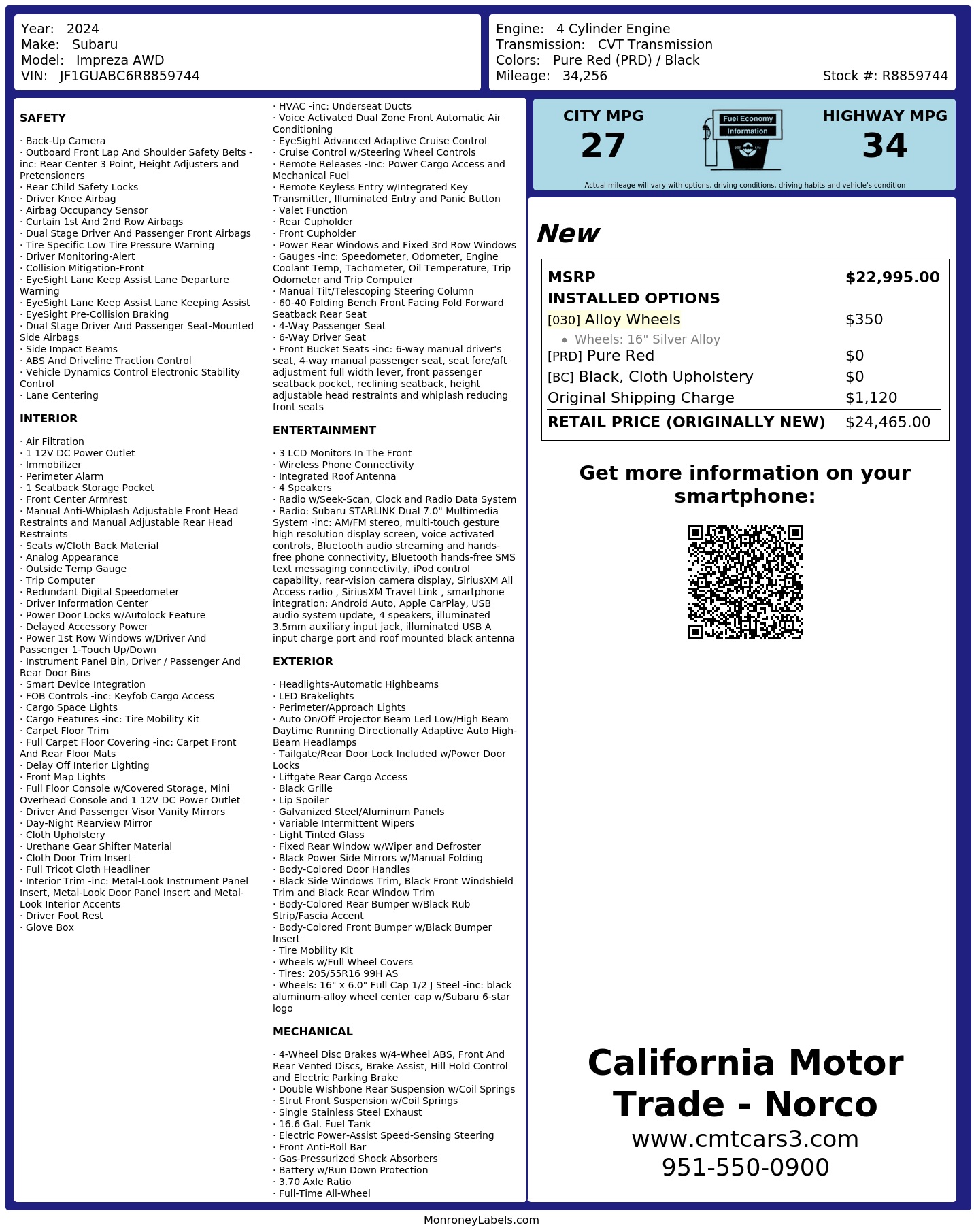 Monroney Label