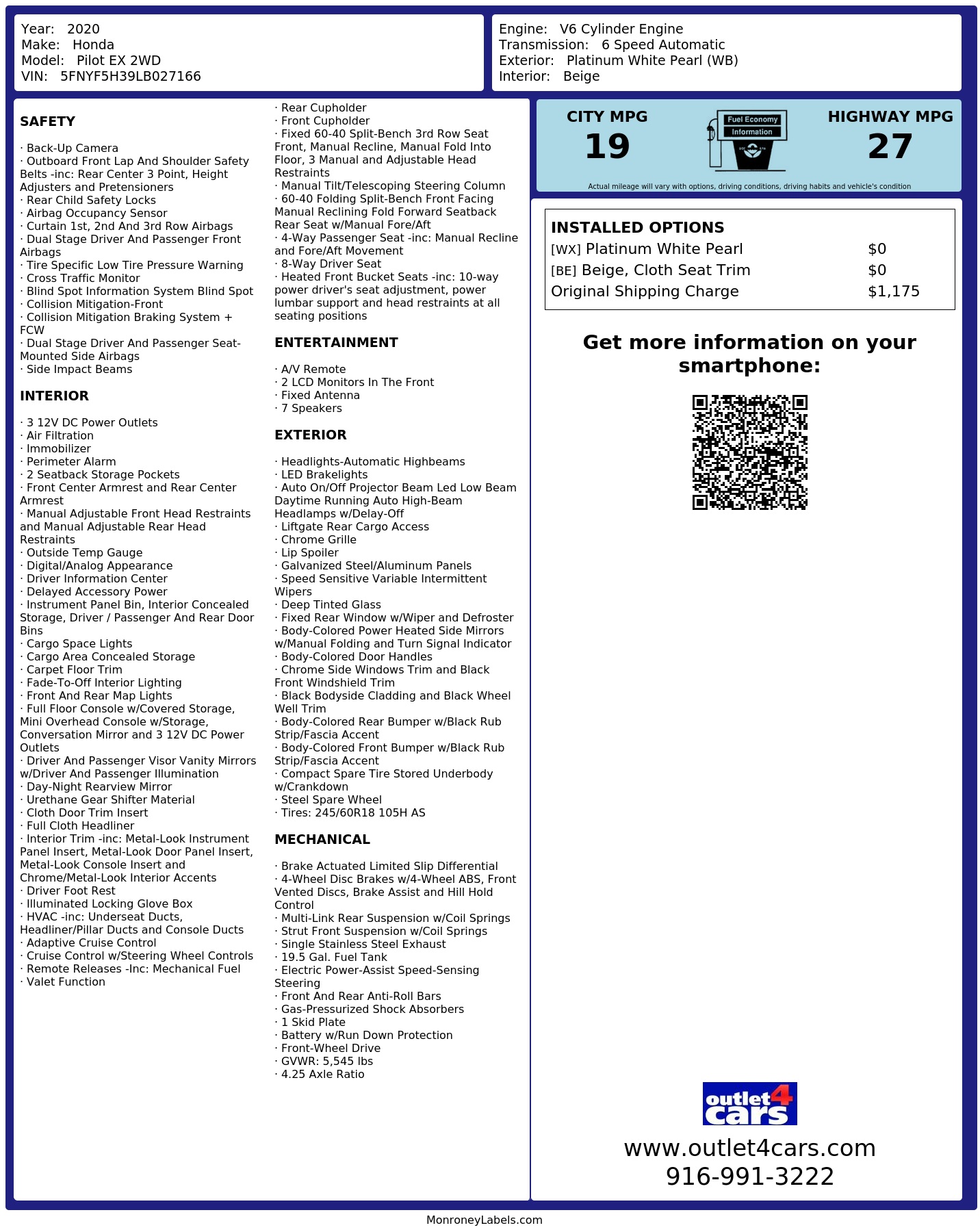 Monroney Label
