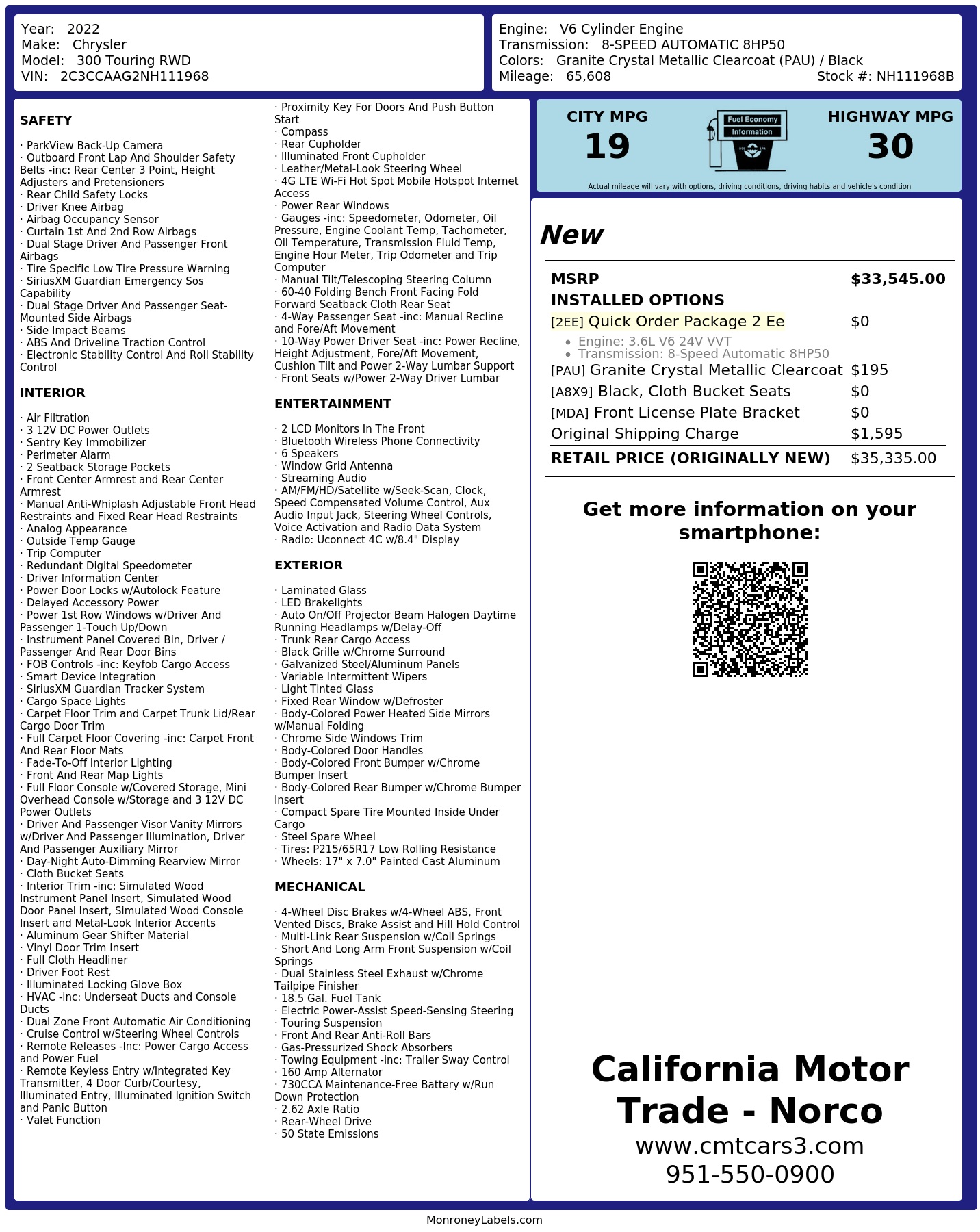Monroney Label