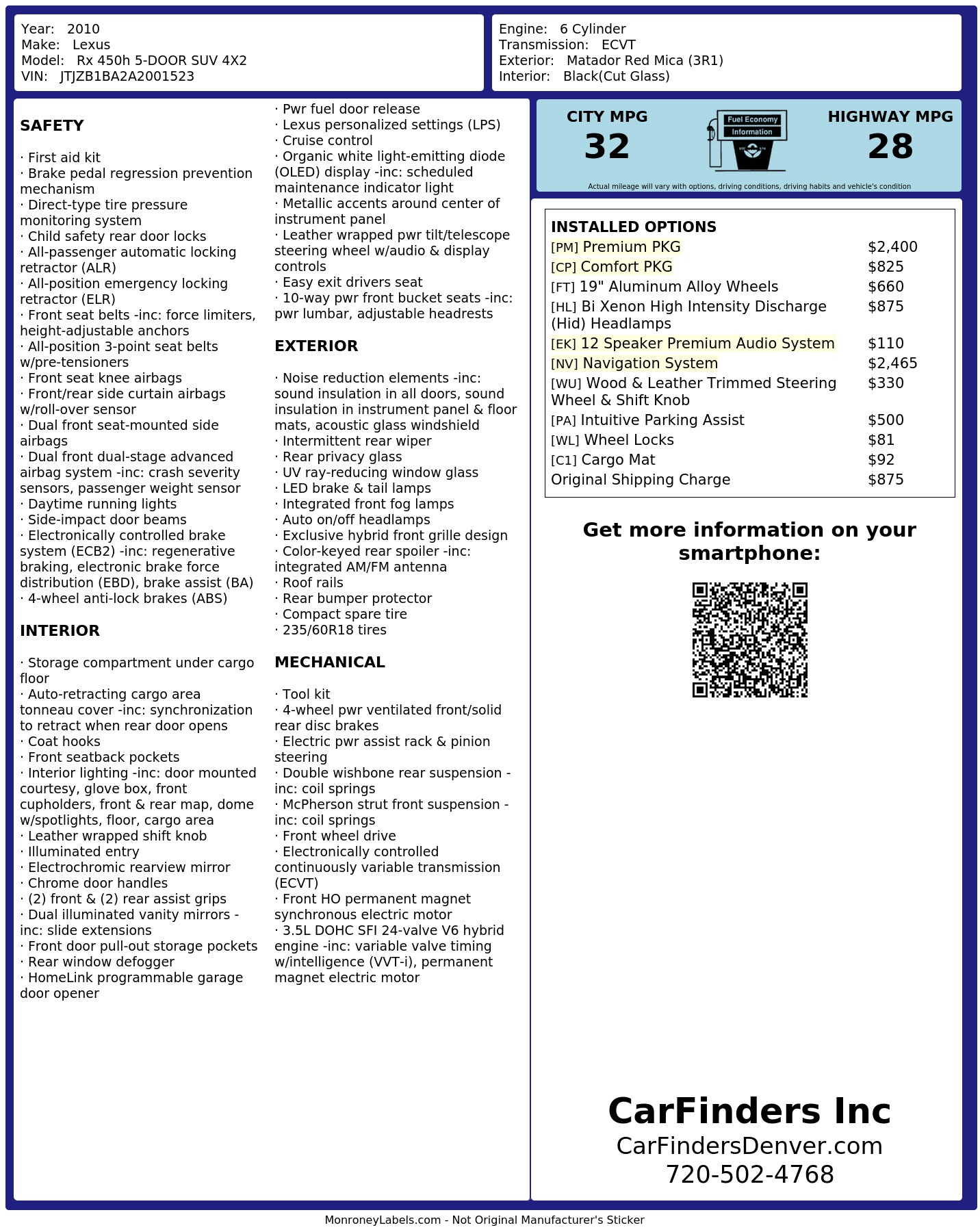 Monroney Label