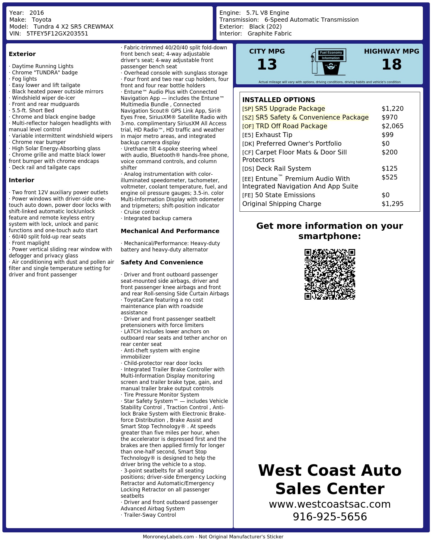 Monroney Label