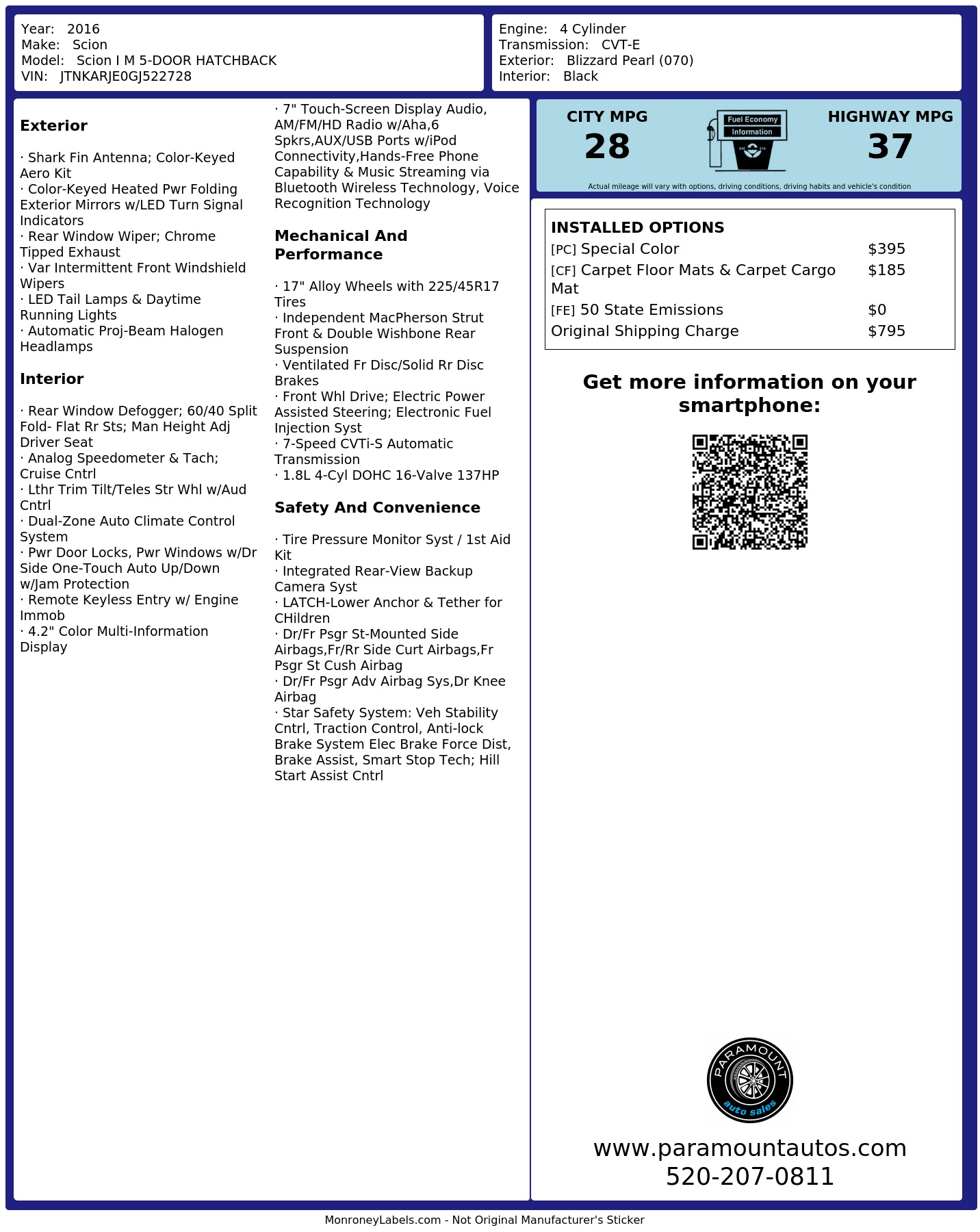 Monroney Label