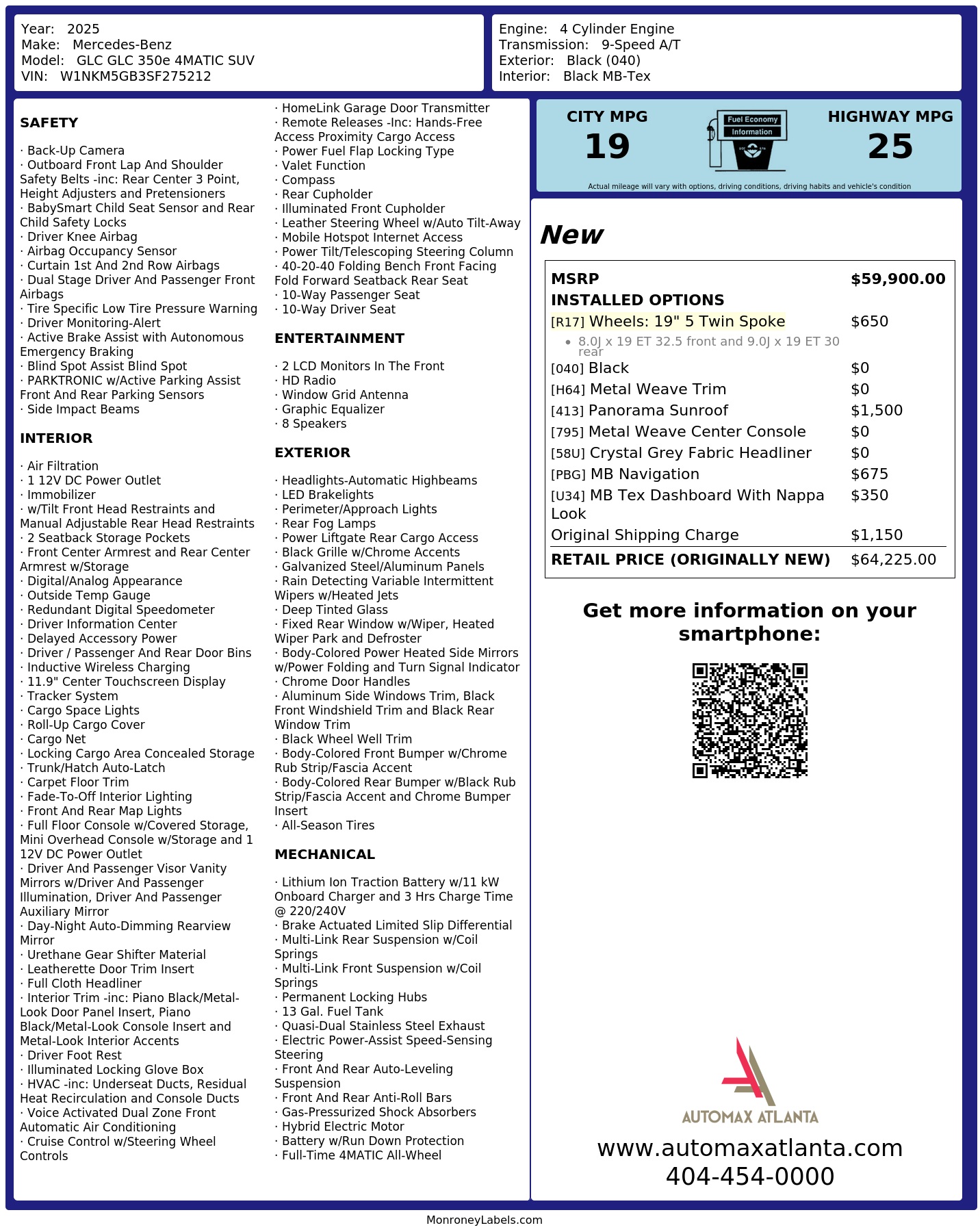 Monroney Label