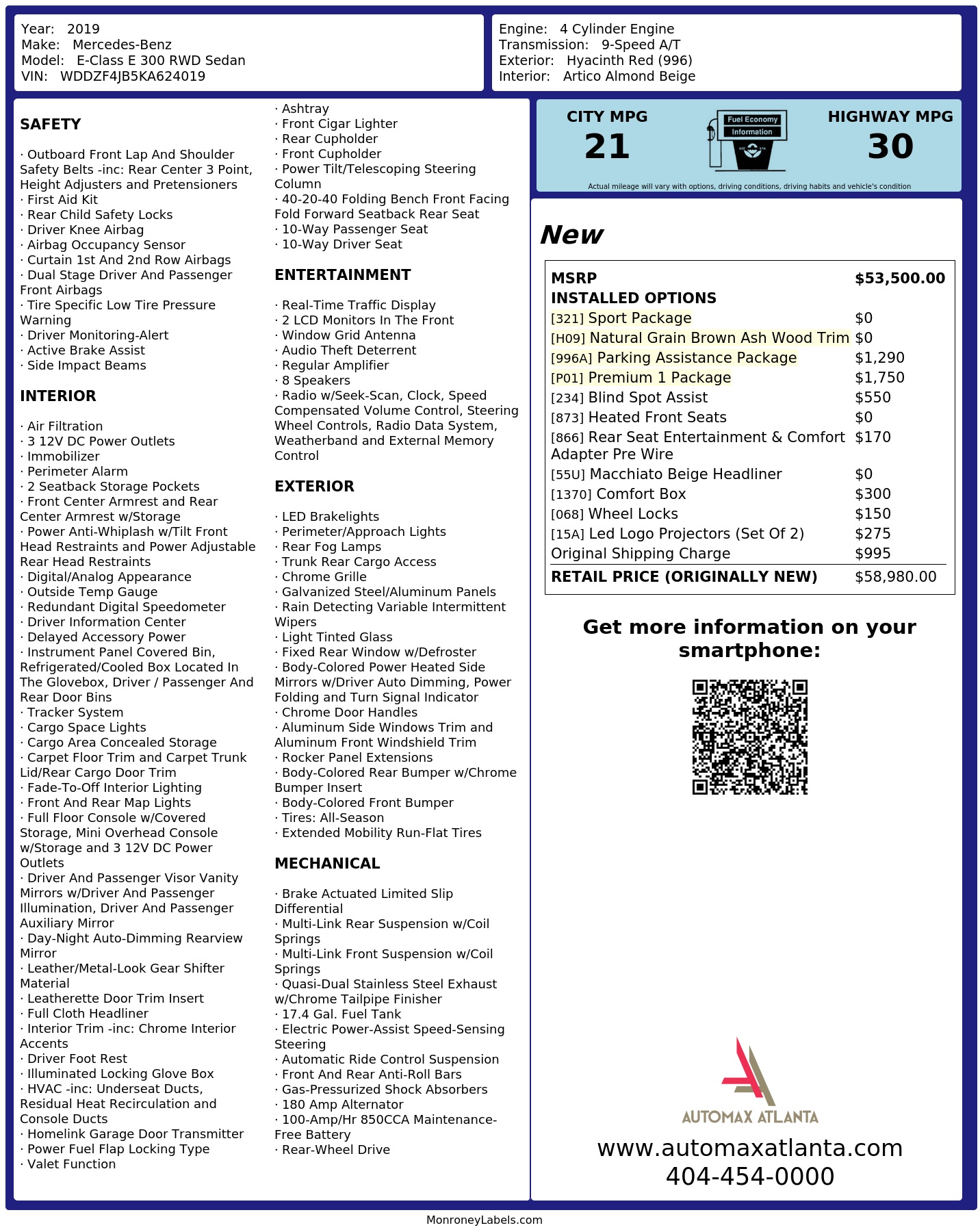 Monroney Label