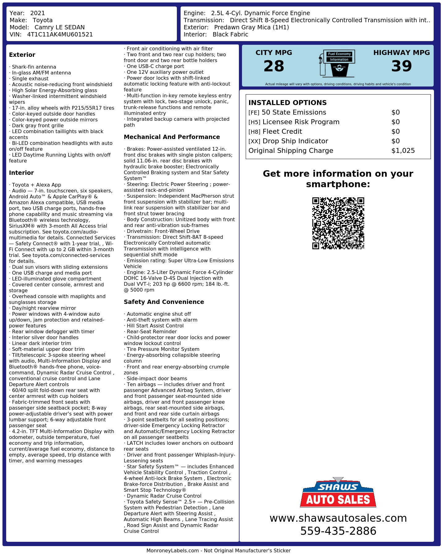 Monroney Label