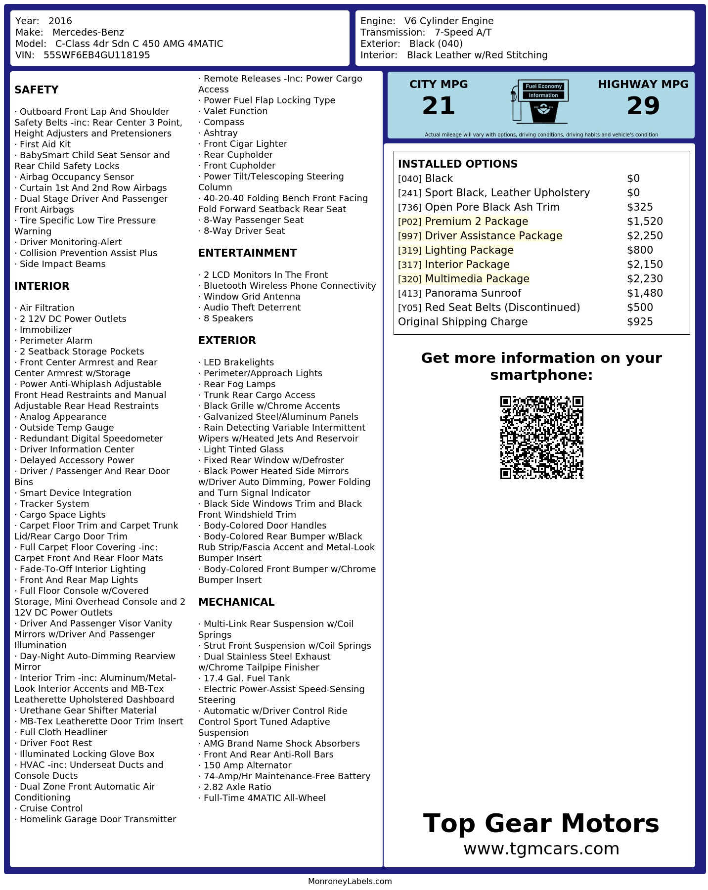 Monroney Label