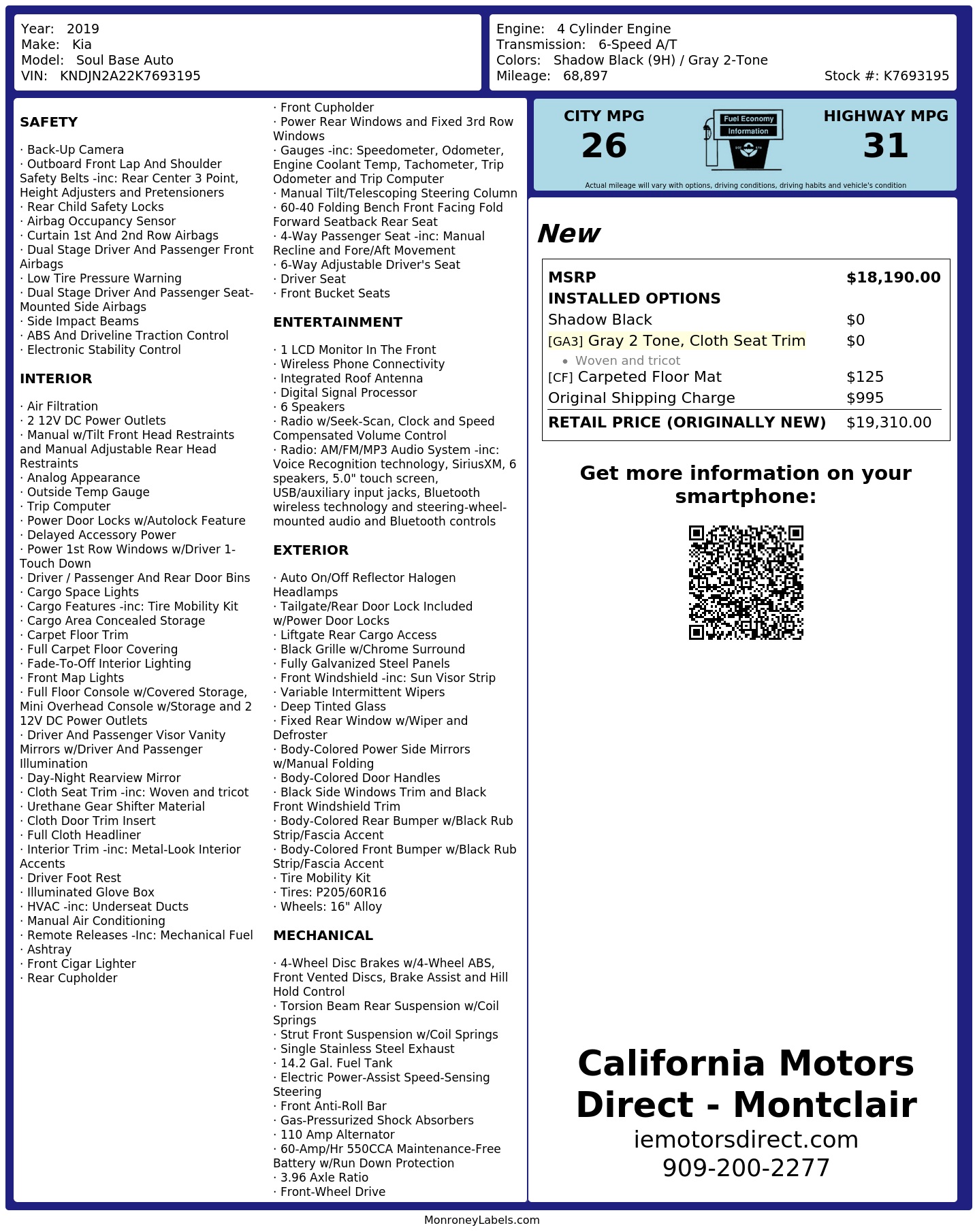 Monroney Label