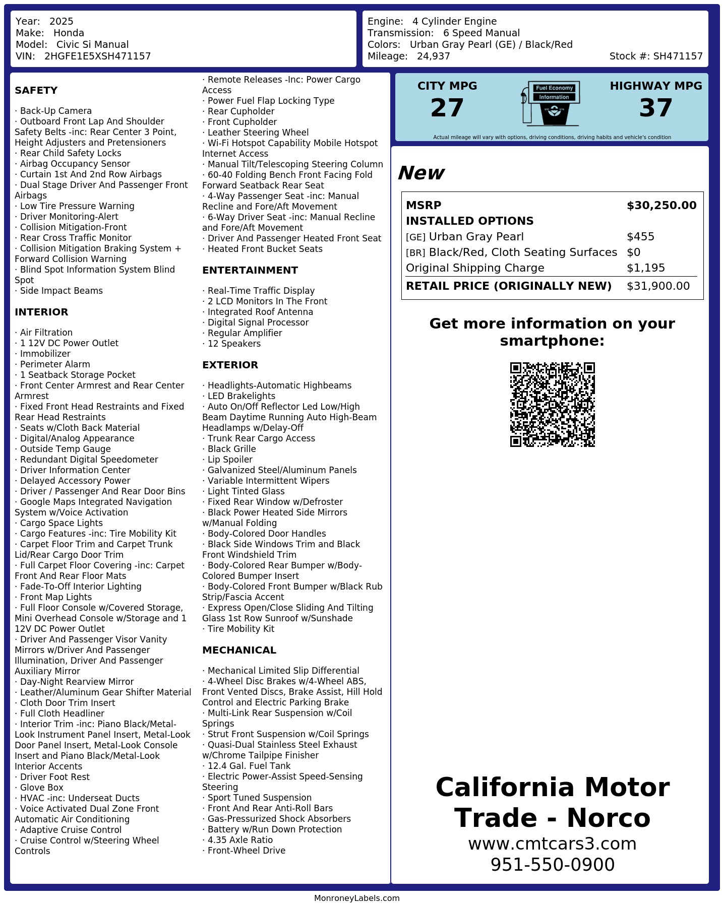 Monroney Label