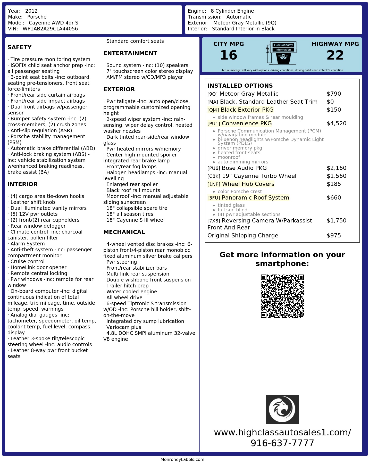 Monroney Label