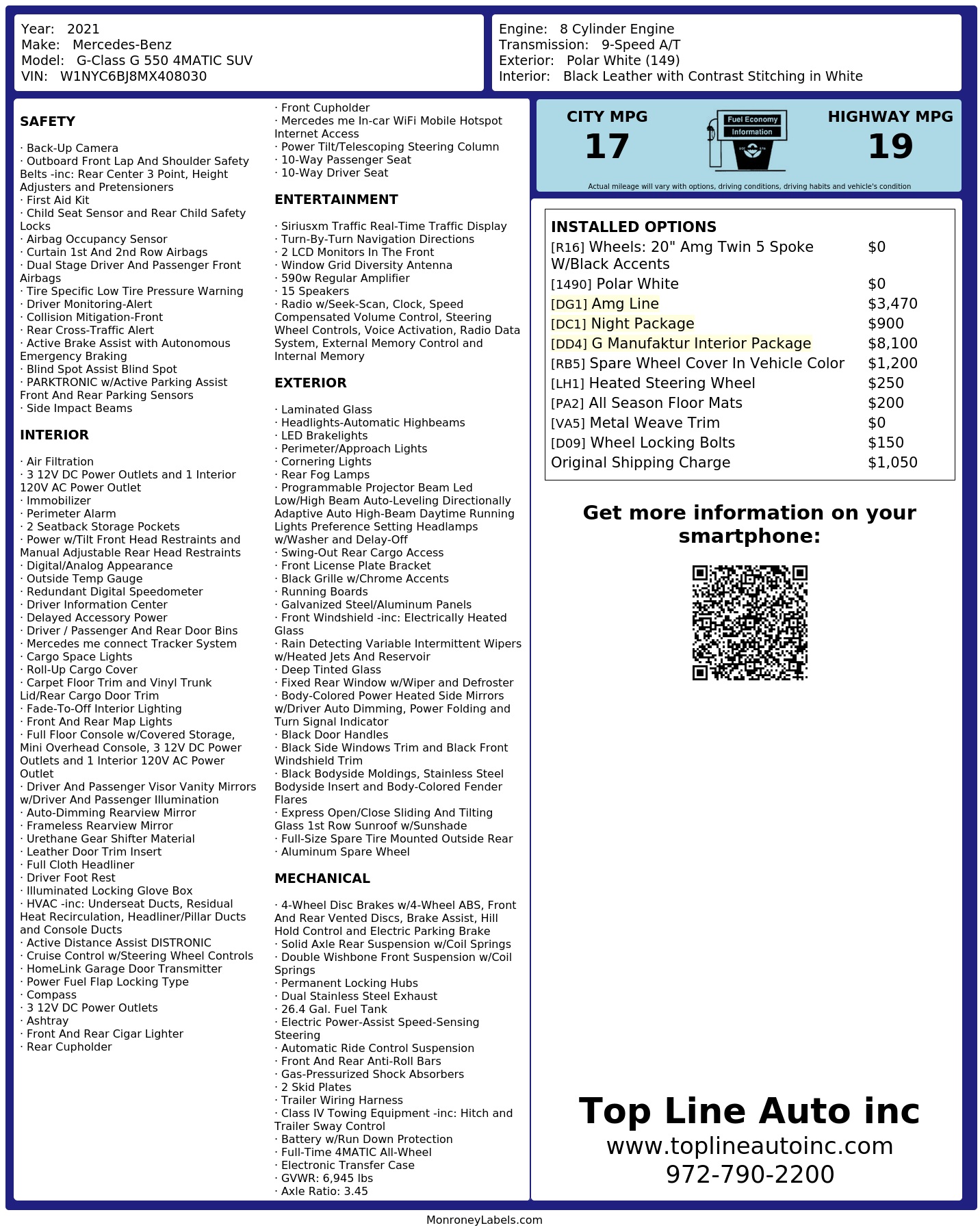 Monroney Label