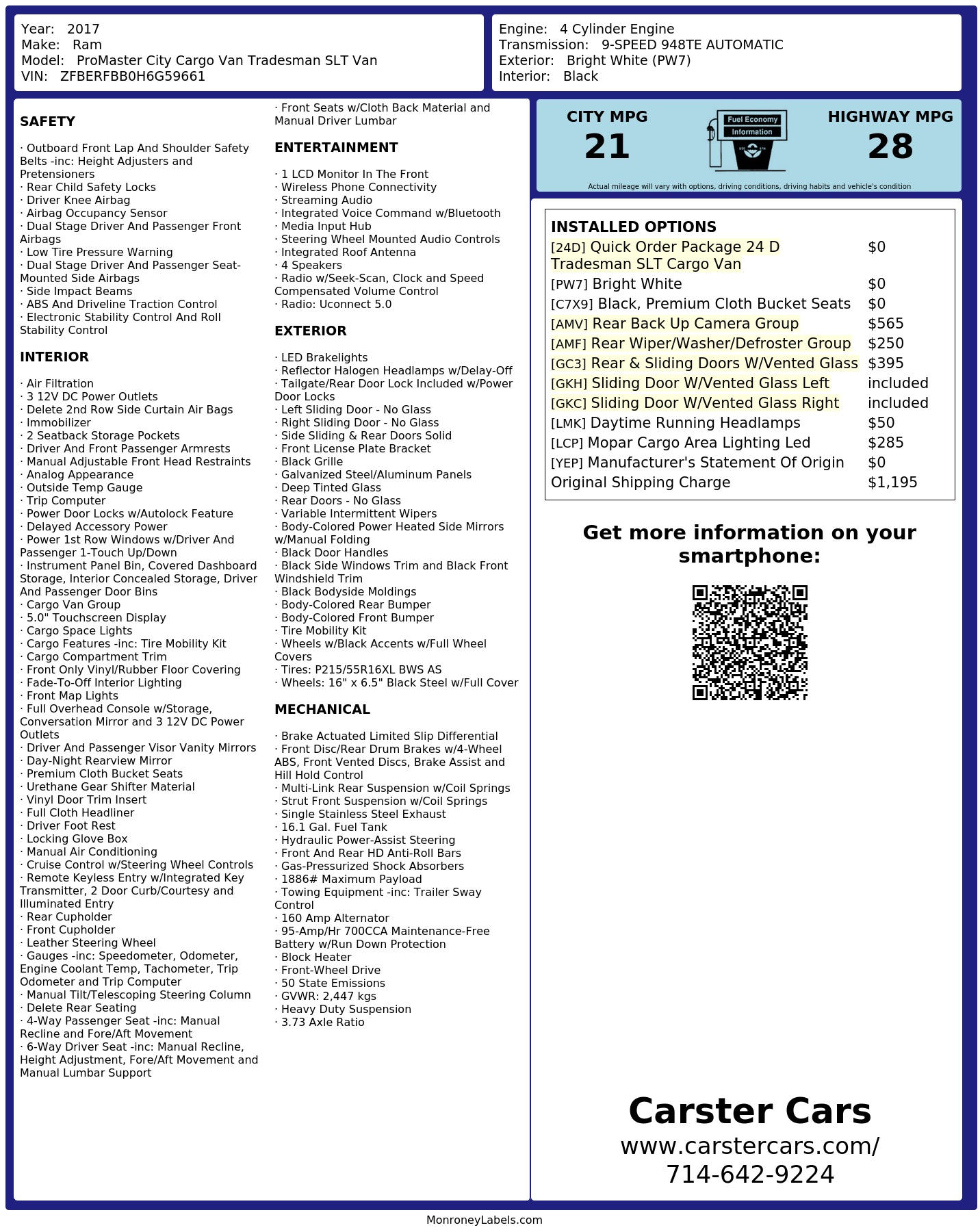 Monroney Label