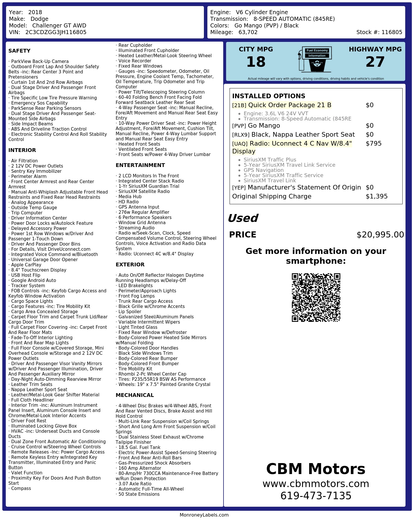 Monroney Label